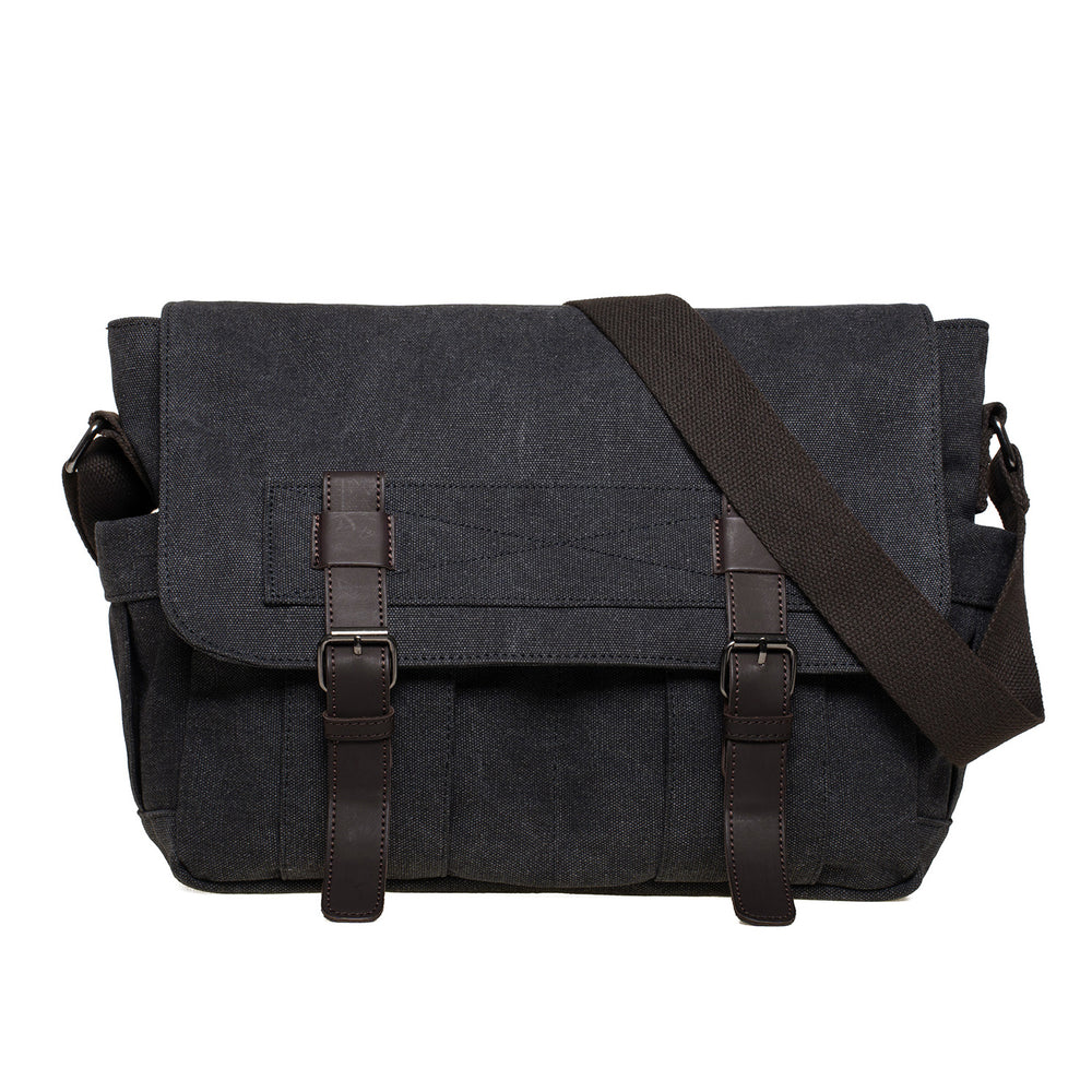 KAUKKO Canvas Vintage Messenger Bag Shoulder bag Leather Large Travel Crossbody bags for men women 14-inch Laptop