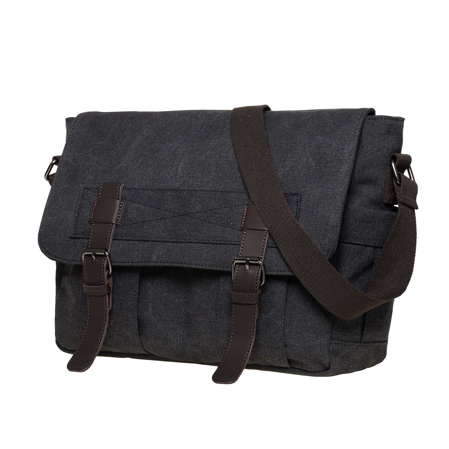 KAUKKO Canvas Vintage Messenger Bag Shoulder bag Leather Large Travel Crossbody bags for men women 14-inch Laptop