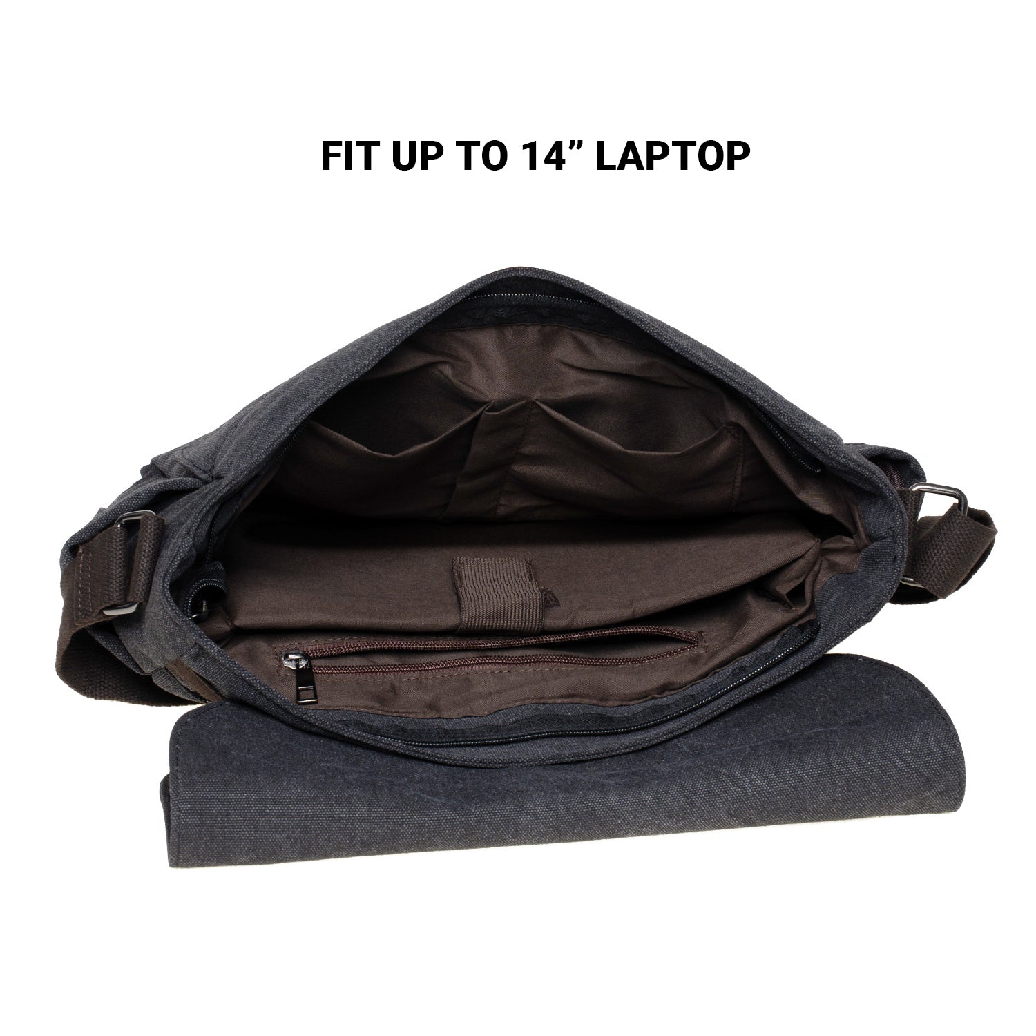 KAUKKO Canvas Vintage Messenger Bag Shoulder bag Leather Large Travel Crossbody bags for men women 14-inch Laptop