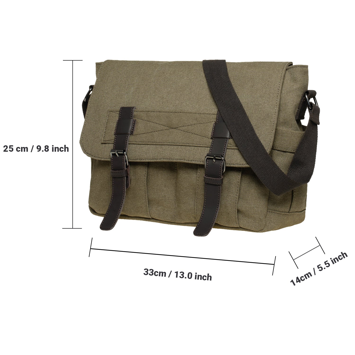 KAUKKO Canvas Vintage Messenger Bag Shoulder bag Leather Large Travel Crossbody bags for men women 14-inch Laptop