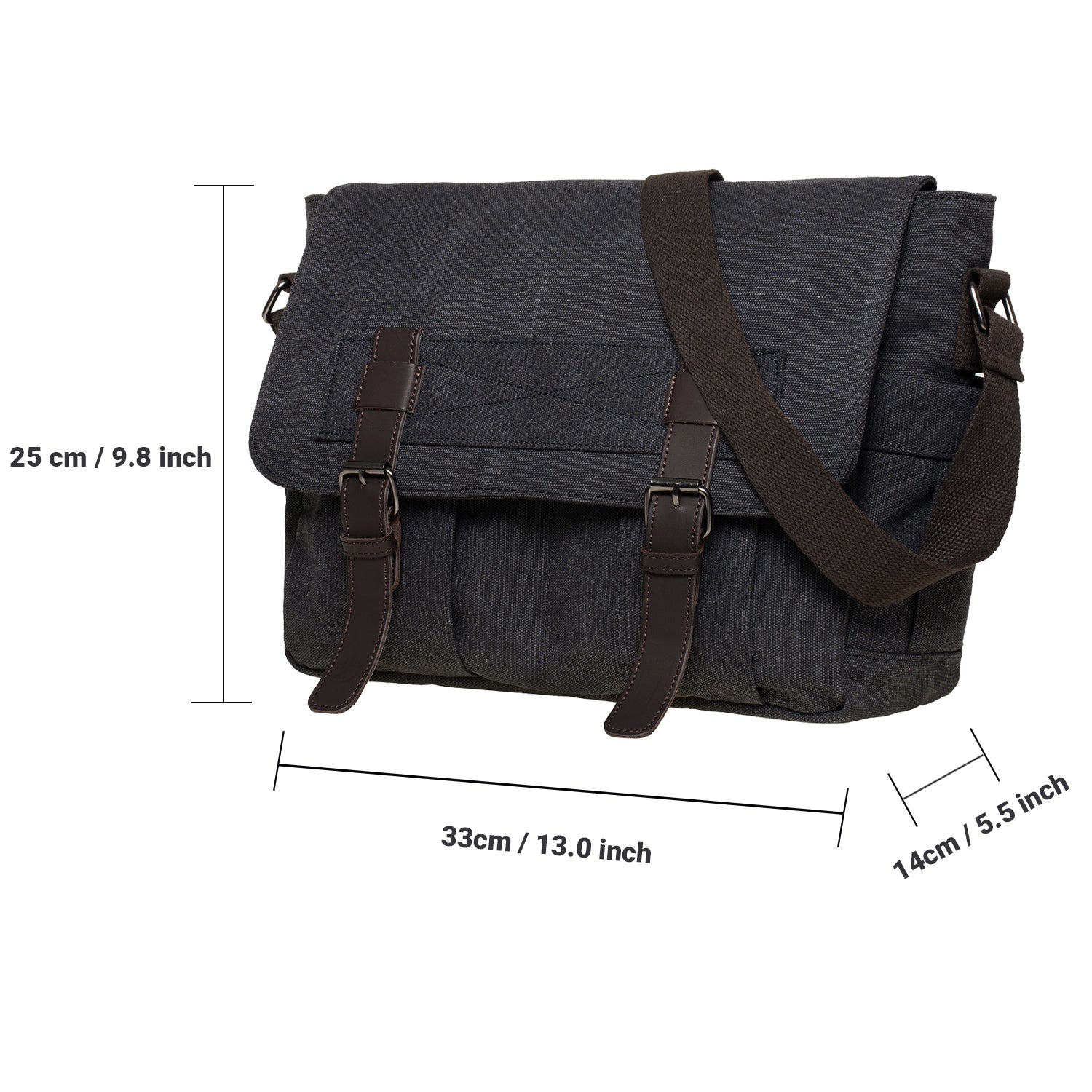 KAUKKO Canvas Vintage Messenger Bag Shoulder bag Leather Large Travel Crossbody bags for men women 14-inch Laptop