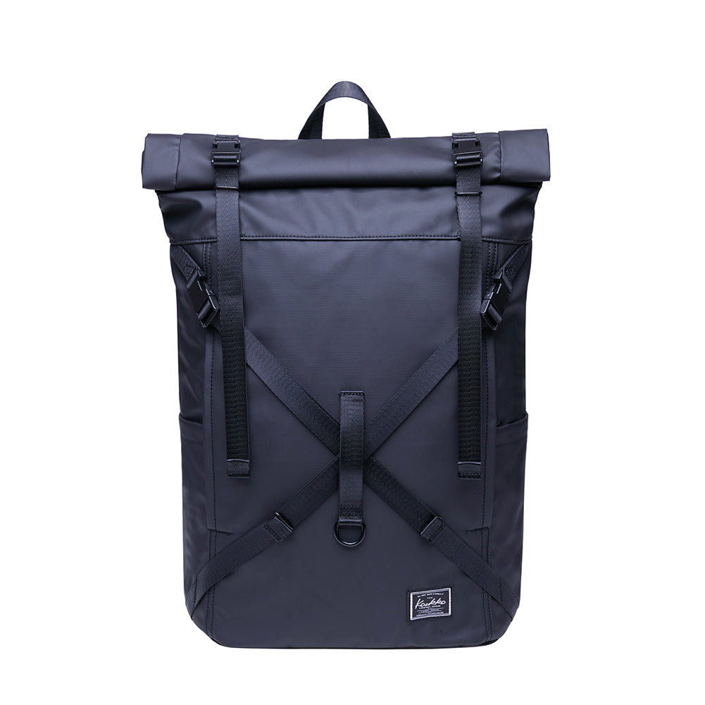 KAUKKO Backpack for daily use, KF07( Leather-Black / 17.8L )