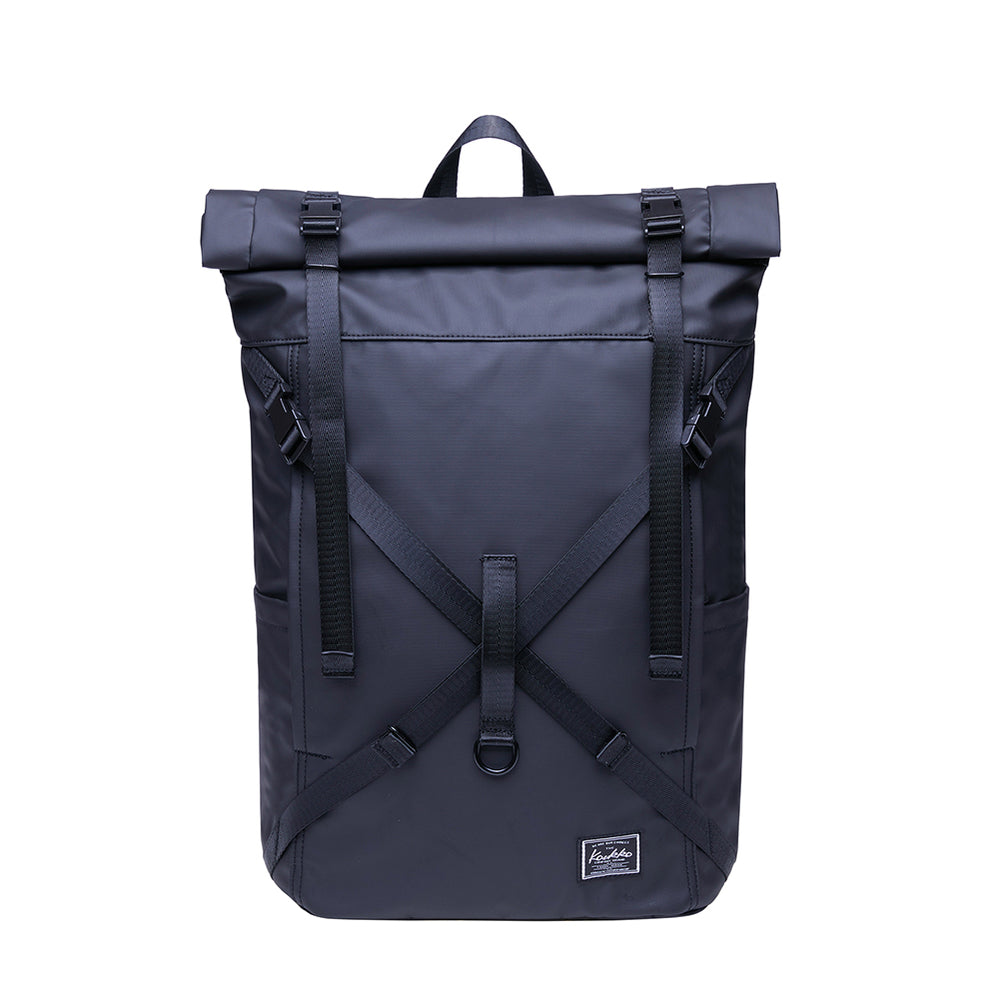 KAUKKO Backpack for daily use, KF07( Leather-Black / 17.8L )