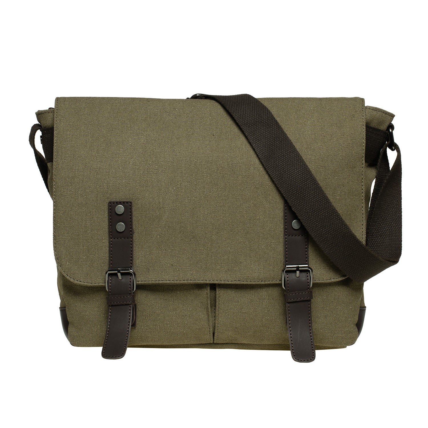KAUKKO Canvas Vintage Messenger Bag Shoulder bag Leather Large Travel Crossbody bags for men women 14-inch Laptop