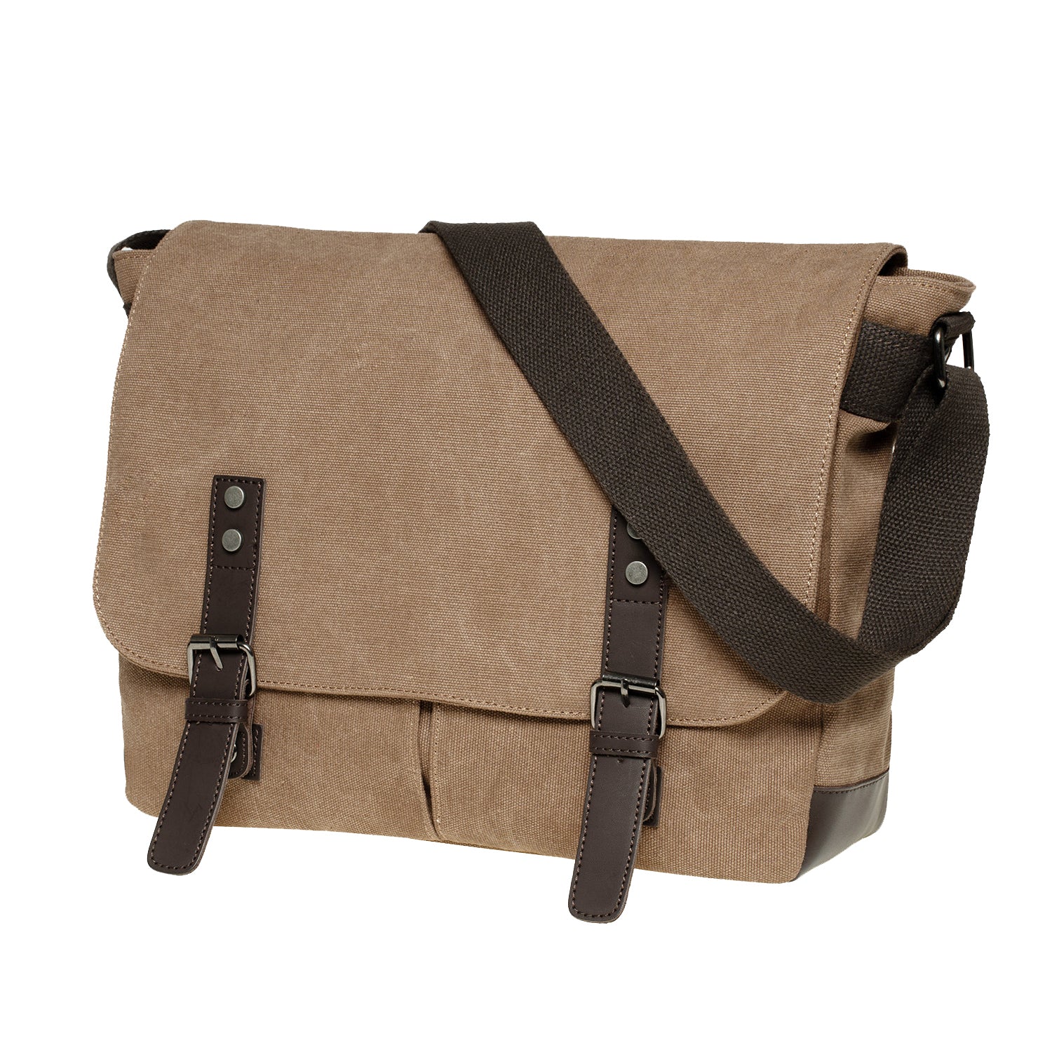 KAUKKO Canvas Vintage Messenger Bag Shoulder bag Leather Large Travel Crossbody bags for men women 14-inch Laptop