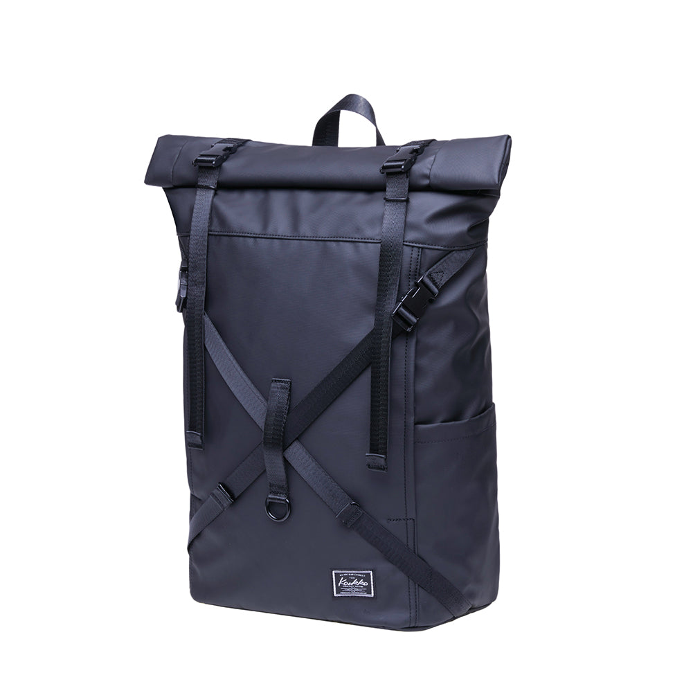 KAUKKO Backpack for daily use, KF07( Leather-Black / 17.8L )