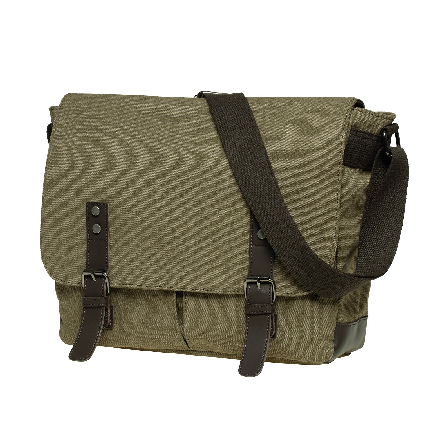 KAUKKO Canvas Vintage Messenger Bag Shoulder bag Leather Large Travel Crossbody bags for men women 14-inch Laptop