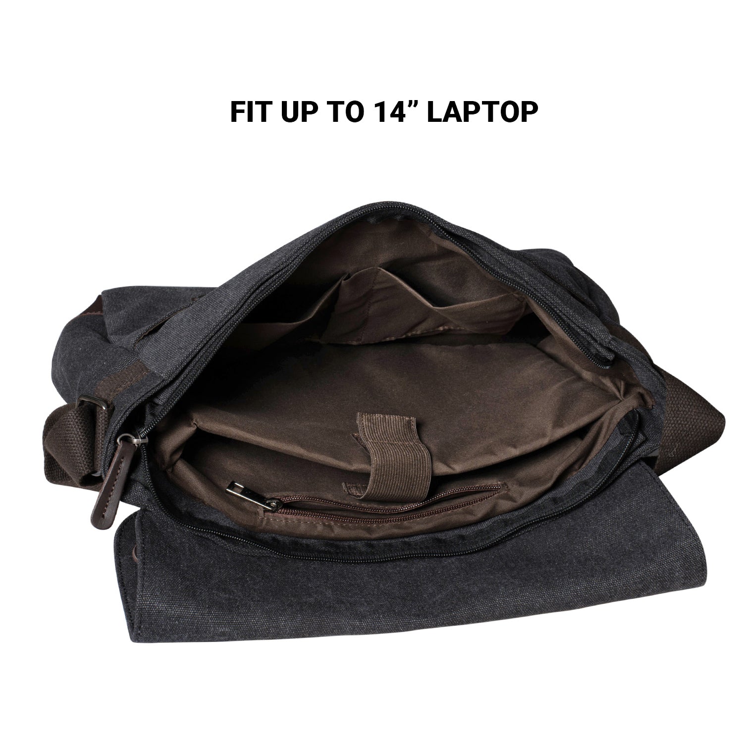 KAUKKO Canvas Vintage Messenger Bag Shoulder bag Leather Large Travel Crossbody bags for men women 14-inch Laptop
