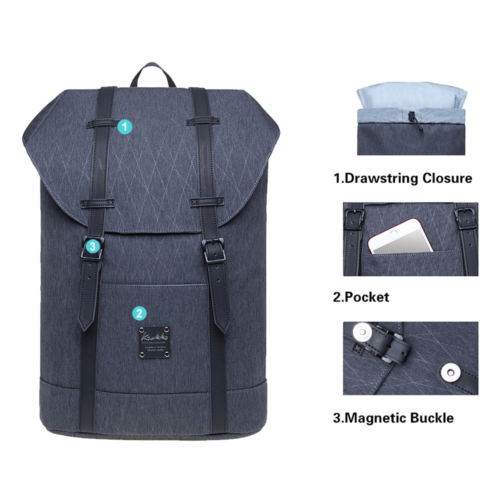 Lightweight Outdoor Backpack, KAUKKO Travel Casual Backpack Laptop Daypack for 12", EP6-15 ( Grey /17.8L )