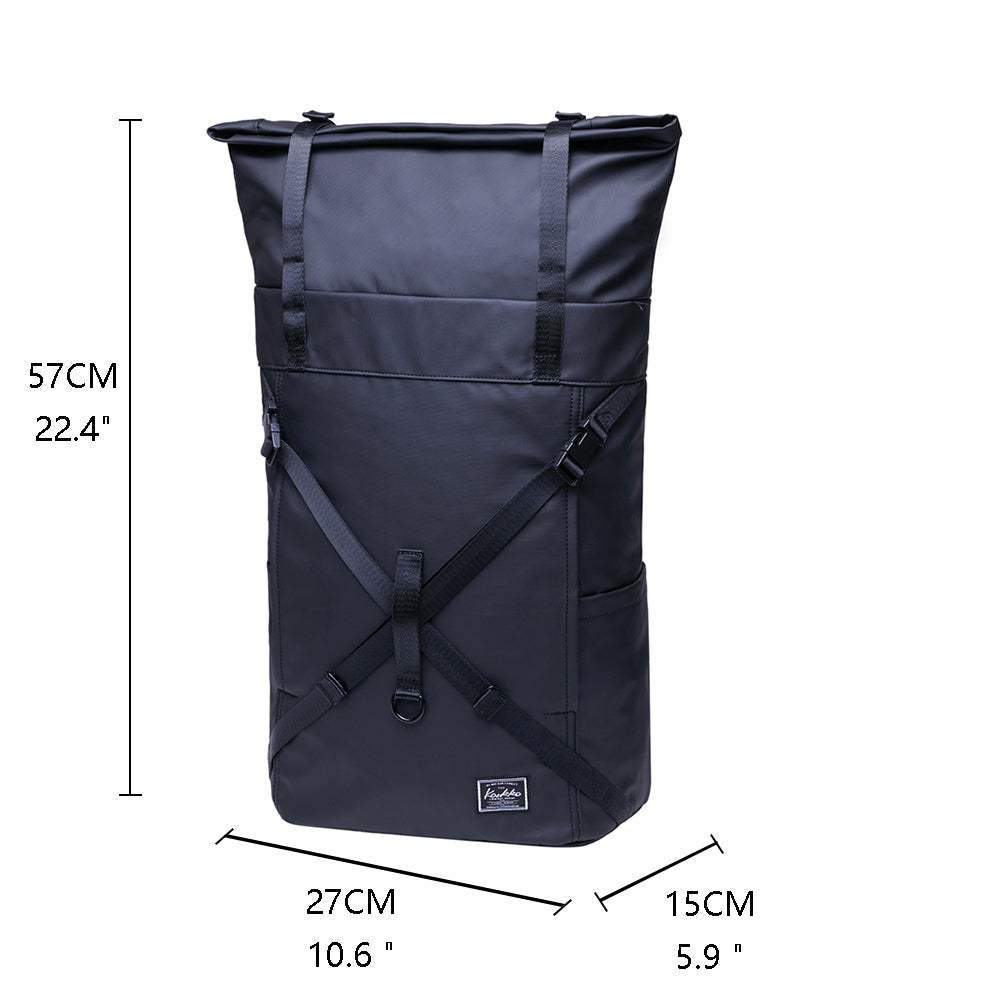 KAUKKO Backpack for daily use, KF07( Leather-Black / 17.8L )