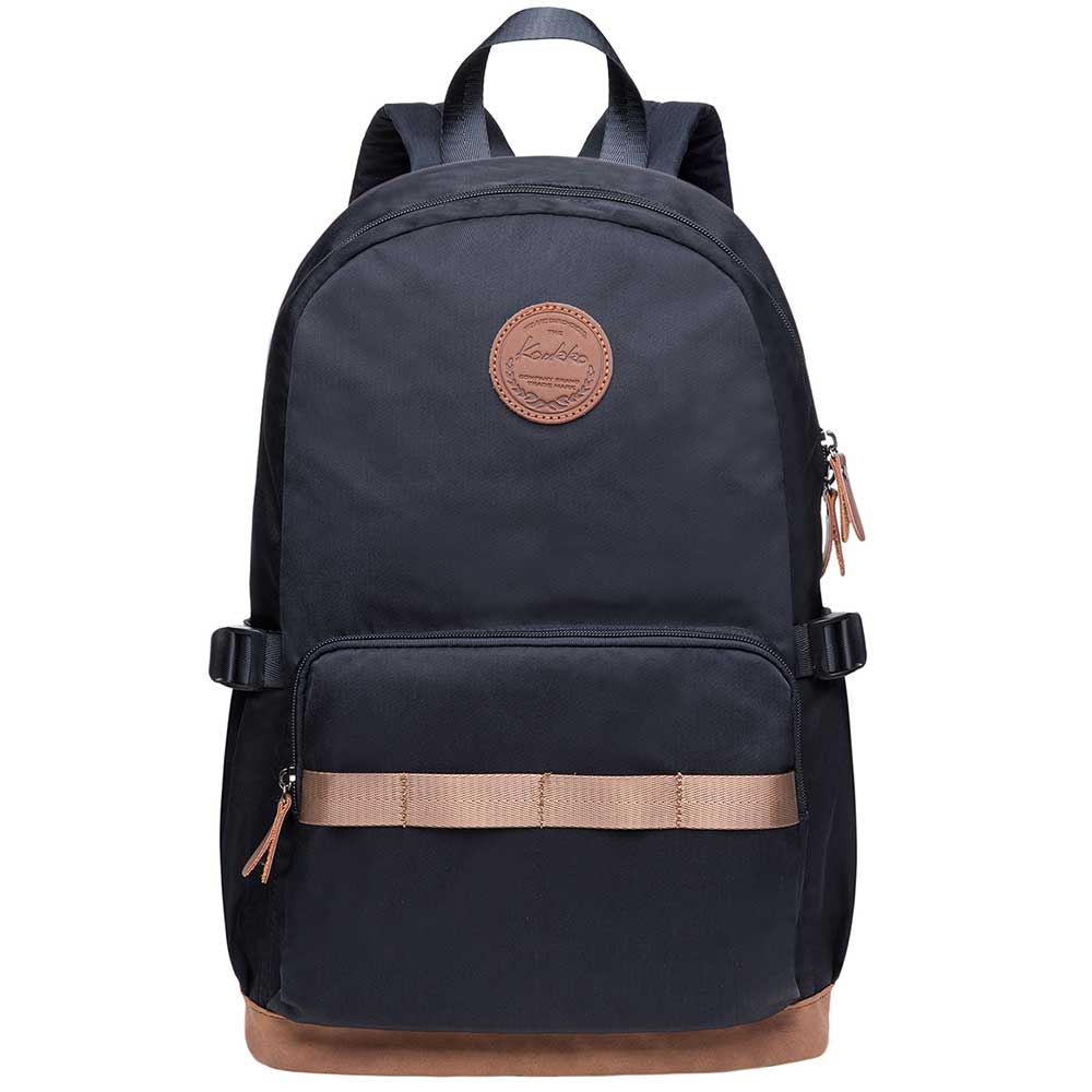 KAUKKO Stylish College School Backpack Travel Nice Rucksack, K1005-2 ( Black /17.6L ) - kaukko