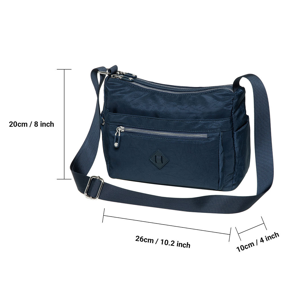 KAUKKO Women Crossbody Bag Handbag Lightweight Shoulder Purse Nylon Multi Pocket Crossbody Bag Ladies Travel Handbag