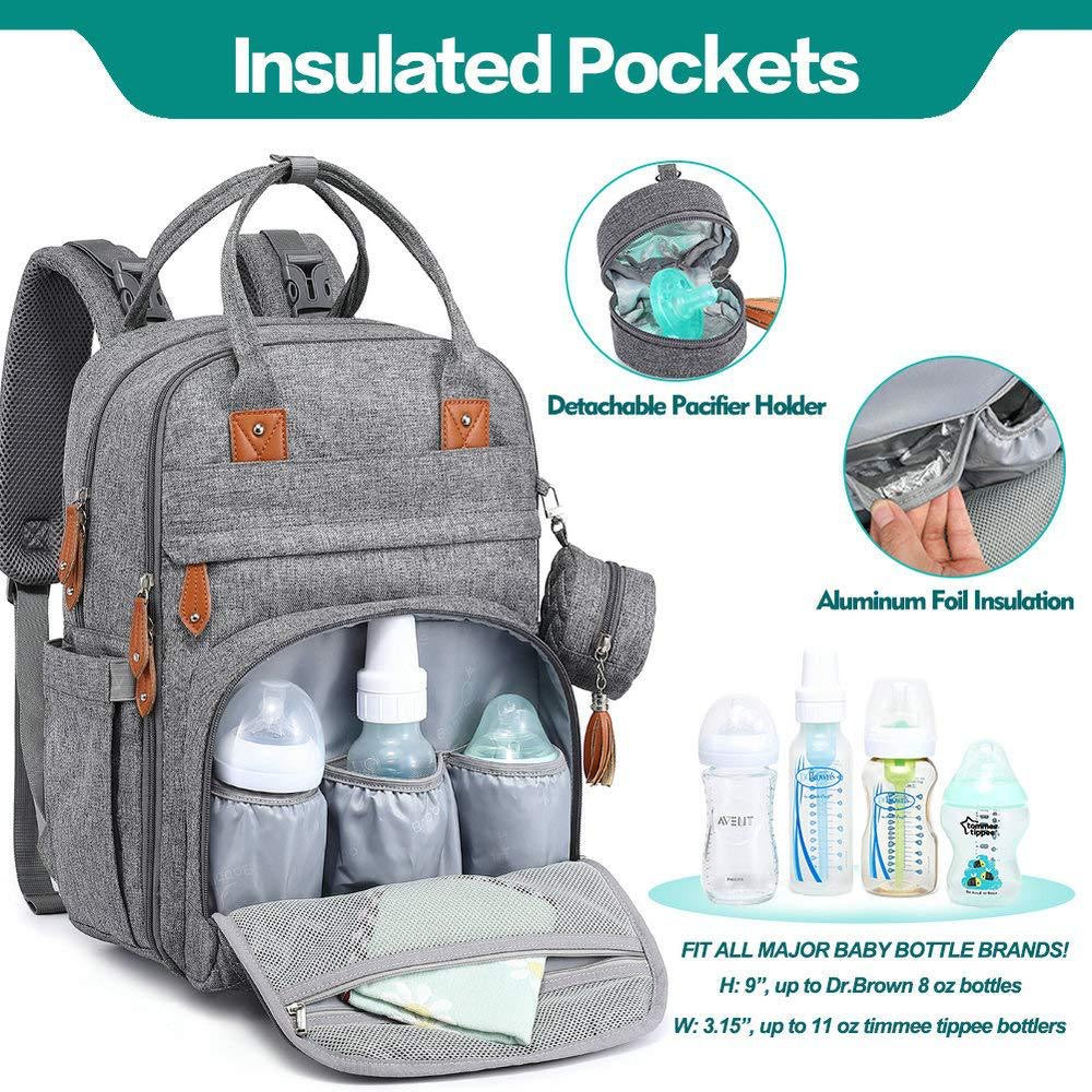 Diaper Bag Backpack - Baby Essentials Travel Tote - Multi Function Waterproof Diaper Bag, Travel Essentials Baby Bag with Changing Pad, Stroller Straps & Pacifier Case - Unisex