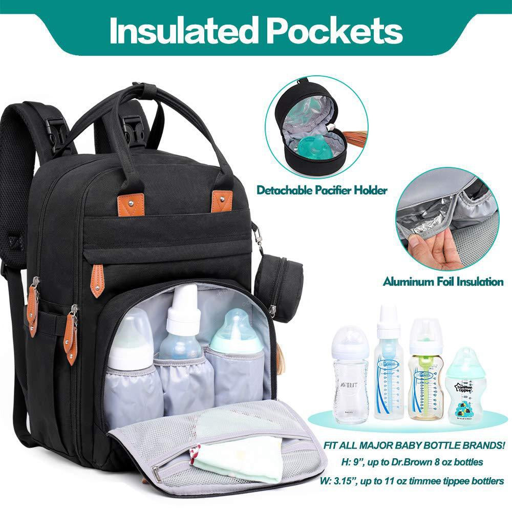 Diaper Bag Backpack - Baby Essentials Travel Tote - Multi Function Waterproof Diaper Bag, Travel Essentials Baby Bag with Changing Pad, Stroller Straps & Pacifier Case - Unisex