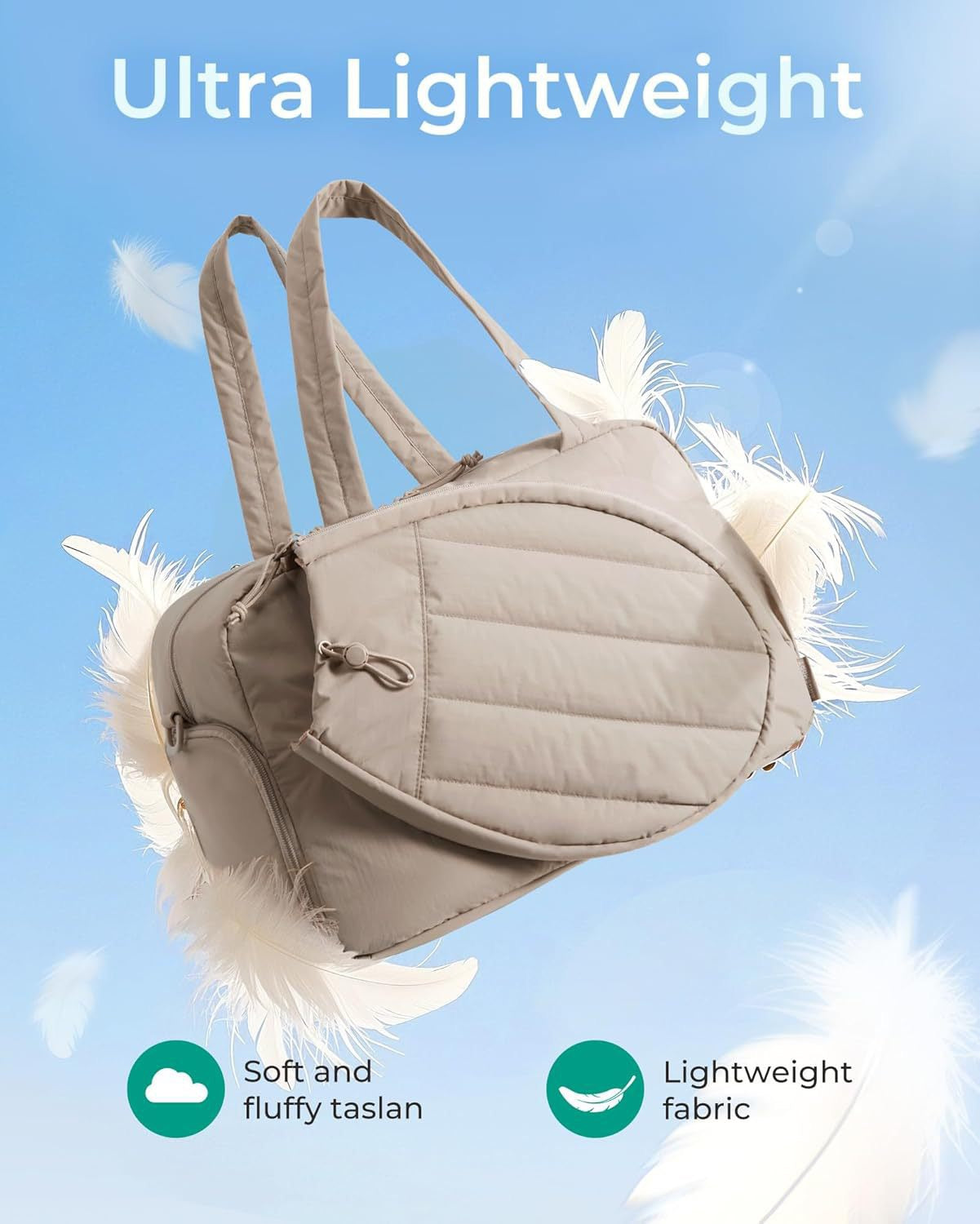 KAUKKO Tennis Gym Bag for Women & Men, Tennis Bag Holds 2 Rackets with Shoe Compartment & Wet Pocket, Sports Duffle Bags fits up to 15.6" Laptop, Women Overnight Weekend Bag