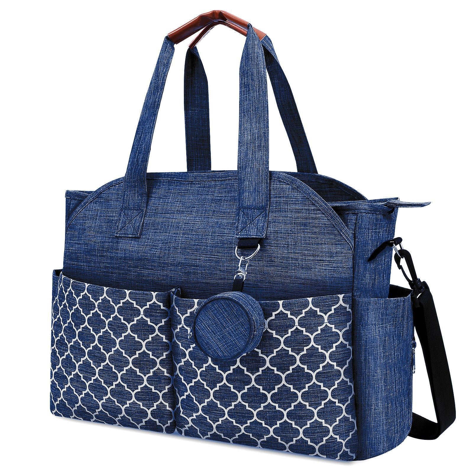 Diaper Bag Tote, Large Diaper Bag with Pacifier Case Travel Diaper Tote for Mom with Changing Station Multifunction