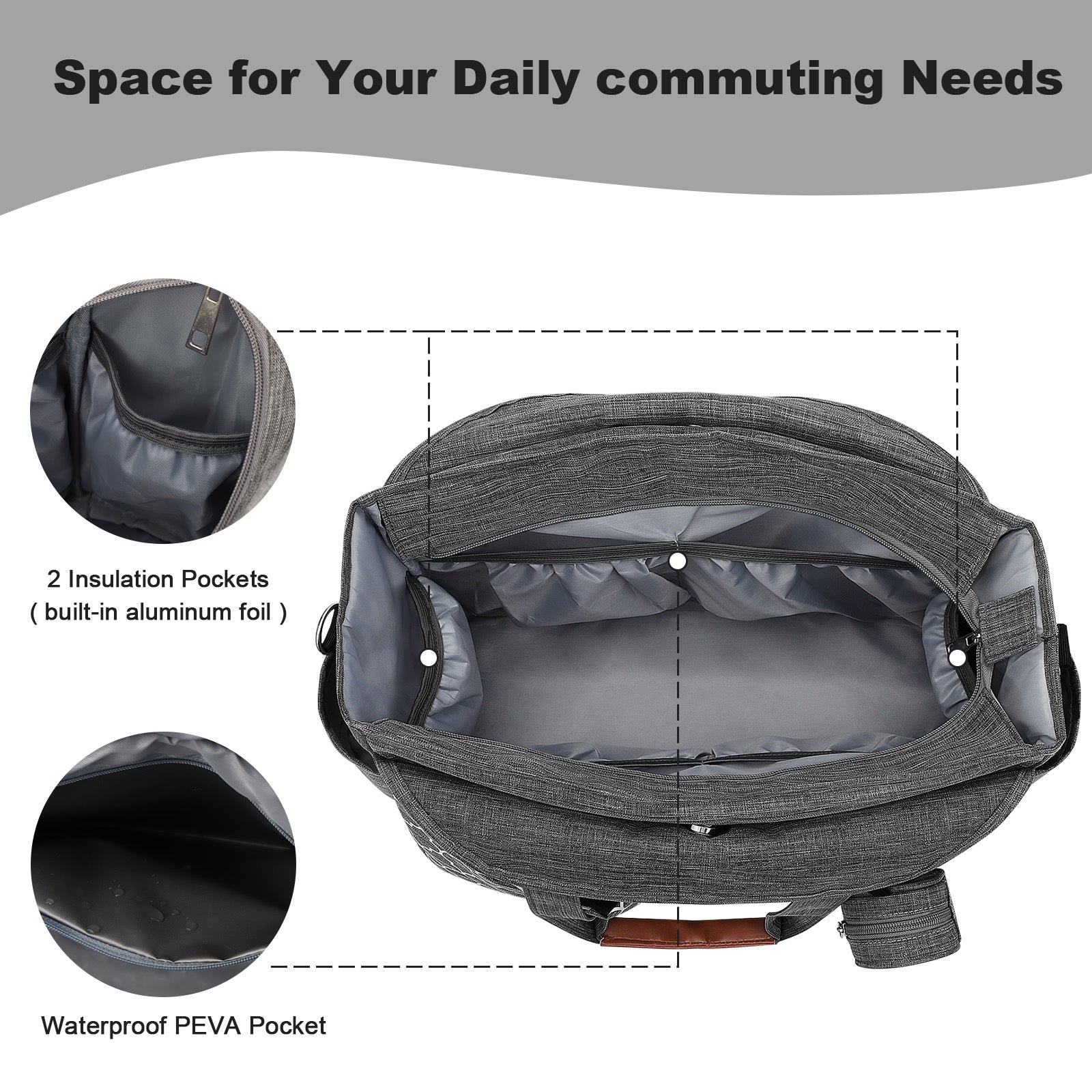 Diaper Bag Tote, Large Diaper Bag with Pacifier Case Travel Diaper Tote for Mom with Changing Station Multifunction