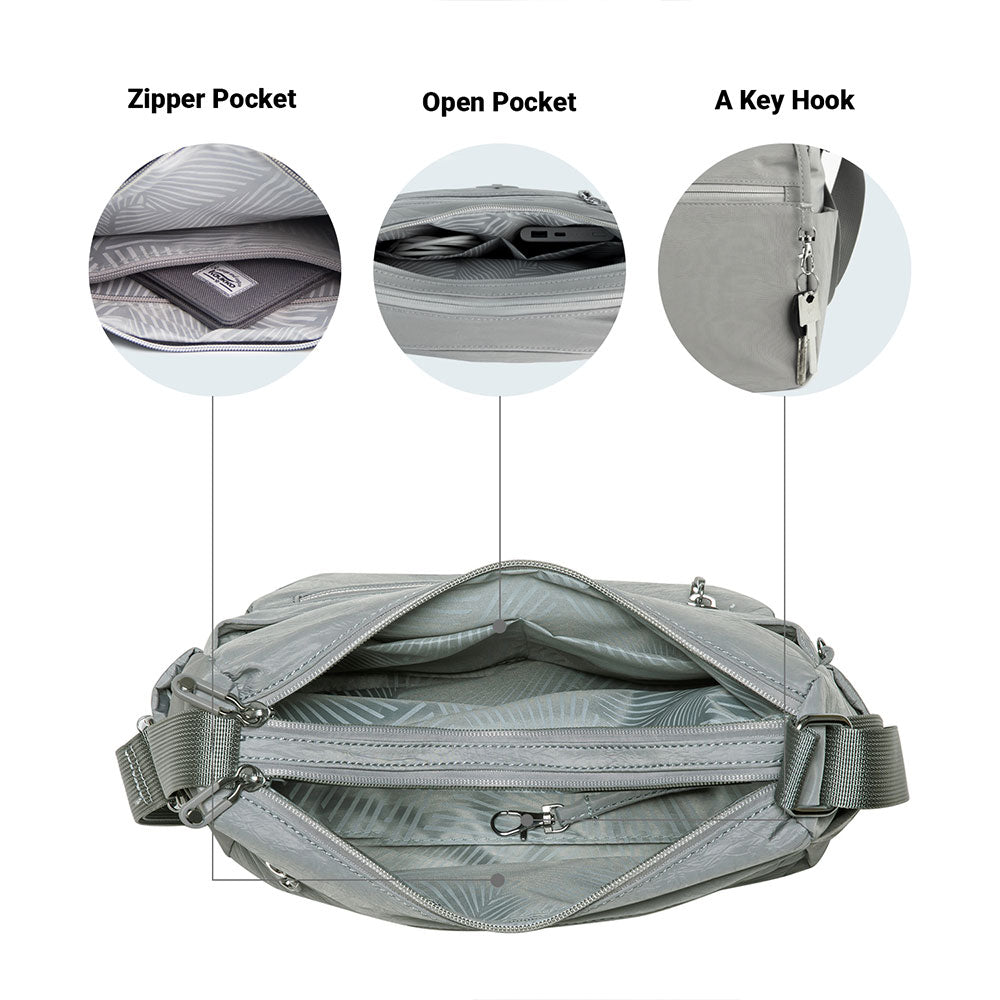 KAUKKO Women Crossbody Bag Handbag Lightweight Shoulder Purse Nylon Multi Pocket Crossbody Bag Ladies Travel Handbag