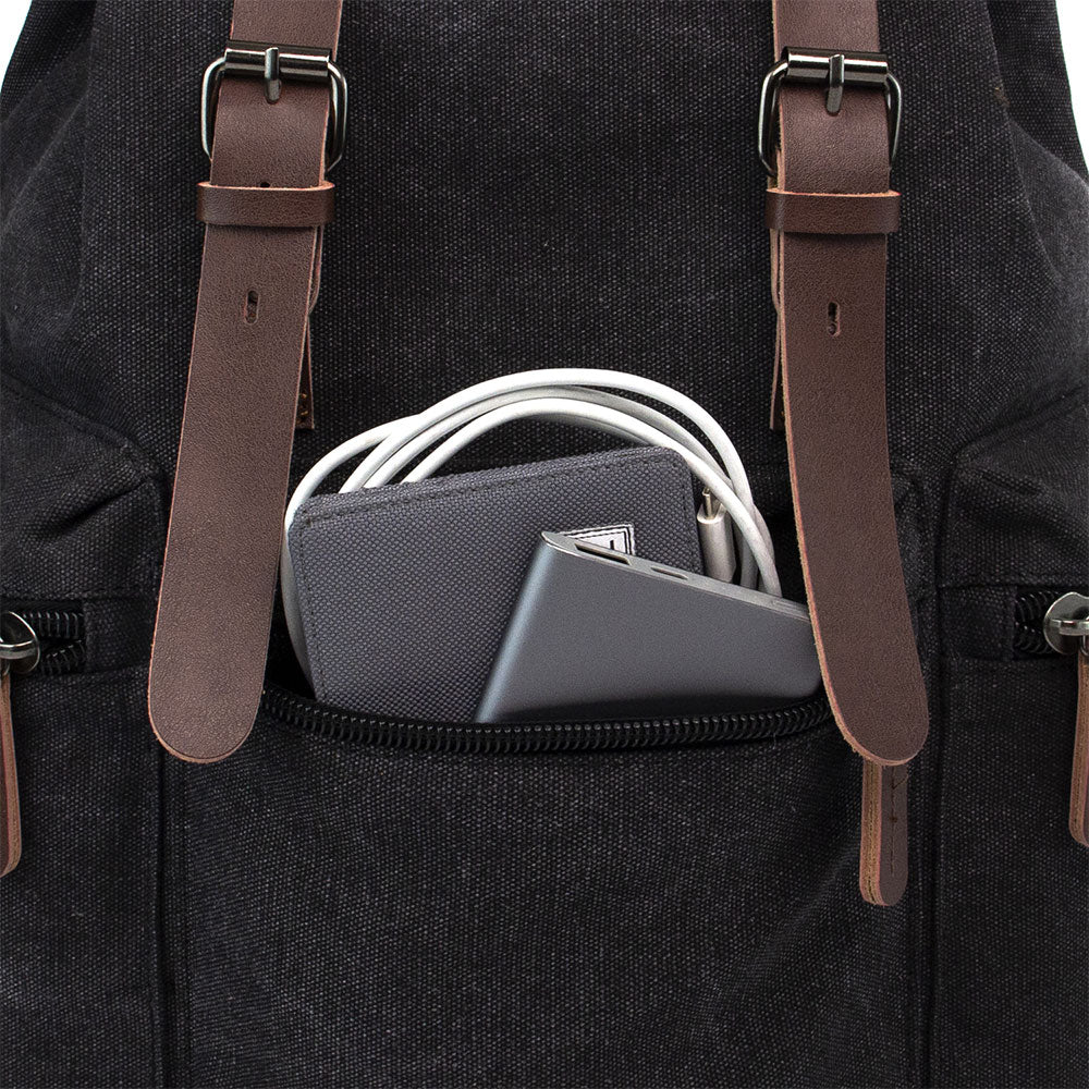 KAUKKO Vintage Canvas Backpack-Large Capacity, Multi-Functional Durable Outdoor Rucksack, 21.4L