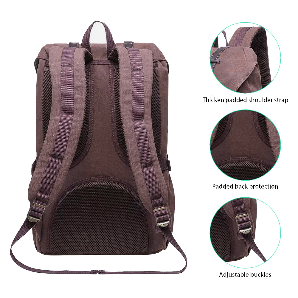 KAUKKO Retro Canvas Backpack for city trips, E5-1 ( Coffee / 22L )