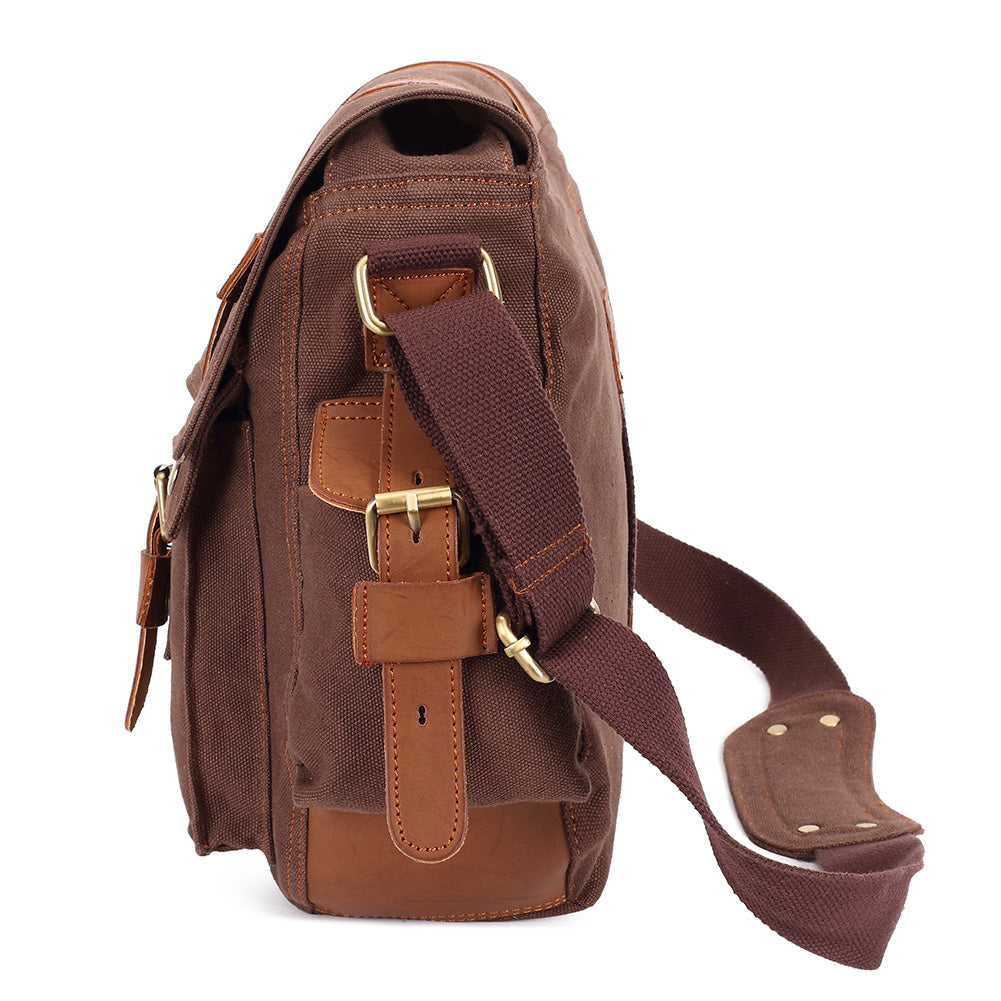 KAUKKO Canvas Messenger Bag - Vintage Crossbody Shoulder Bag Military Satchel