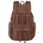 KAUKKO Vintage Casual Canvas and Leather Rucksack Retro Backpack for School Work Travel Hiking, 19L ( Coffee ) - kaukko