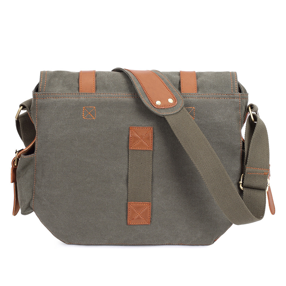 KAUKKO Canvas Messenger Bag - Vintage Crossbody Shoulder Bag Military Satchel
