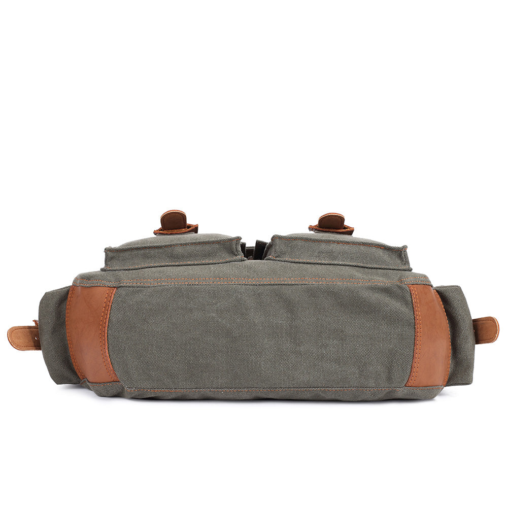 KAUKKO Canvas Messenger Bag - Vintage Crossbody Shoulder Bag Military Satchel