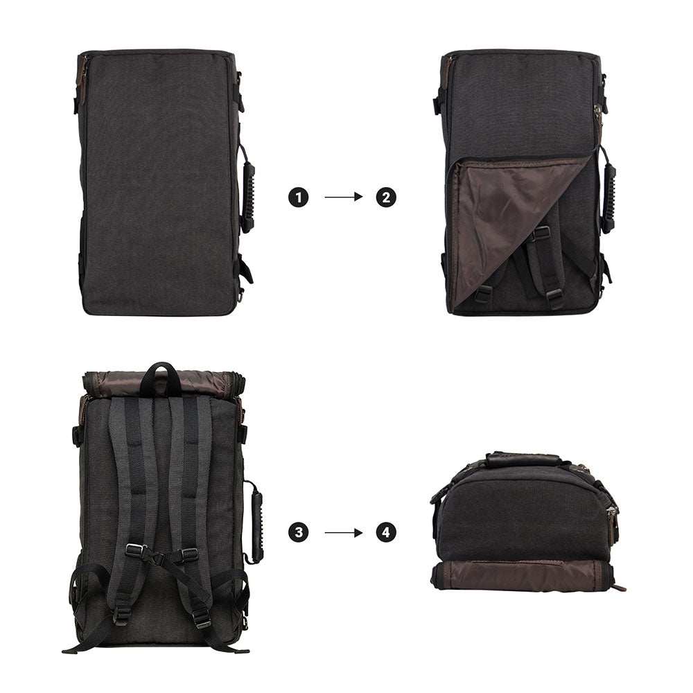 Canvas Travel Backpack Multi-Functional Bag Fits 17" Laptop, Large Capacity Hiking Backpack,