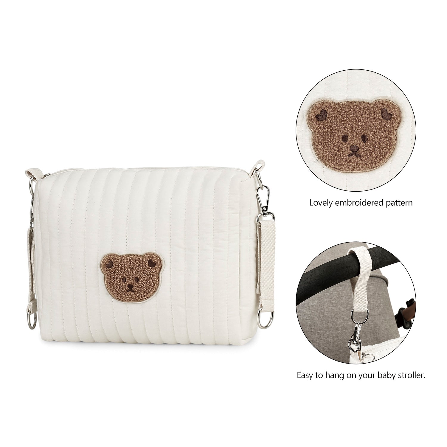 Baby Diaper Bag Organizer Pouches - Diaper Organizer Set, Cute Bear Bag Gift for Baby Shower