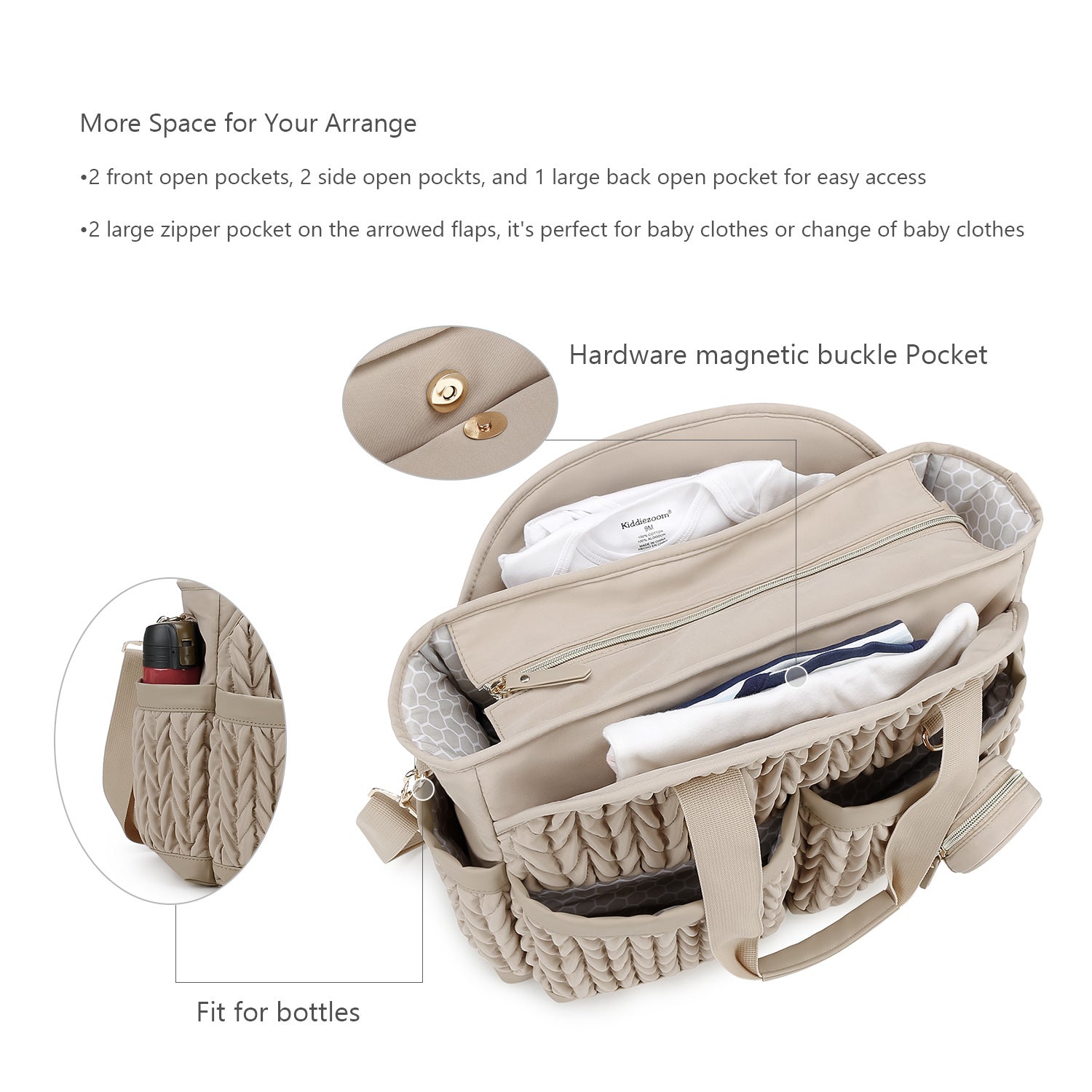 Diaper Tote Quilted Mommy Bag Function Maternity Baby Bag Diaper Changing Messenger with Shoulder Strap Wet Pocket