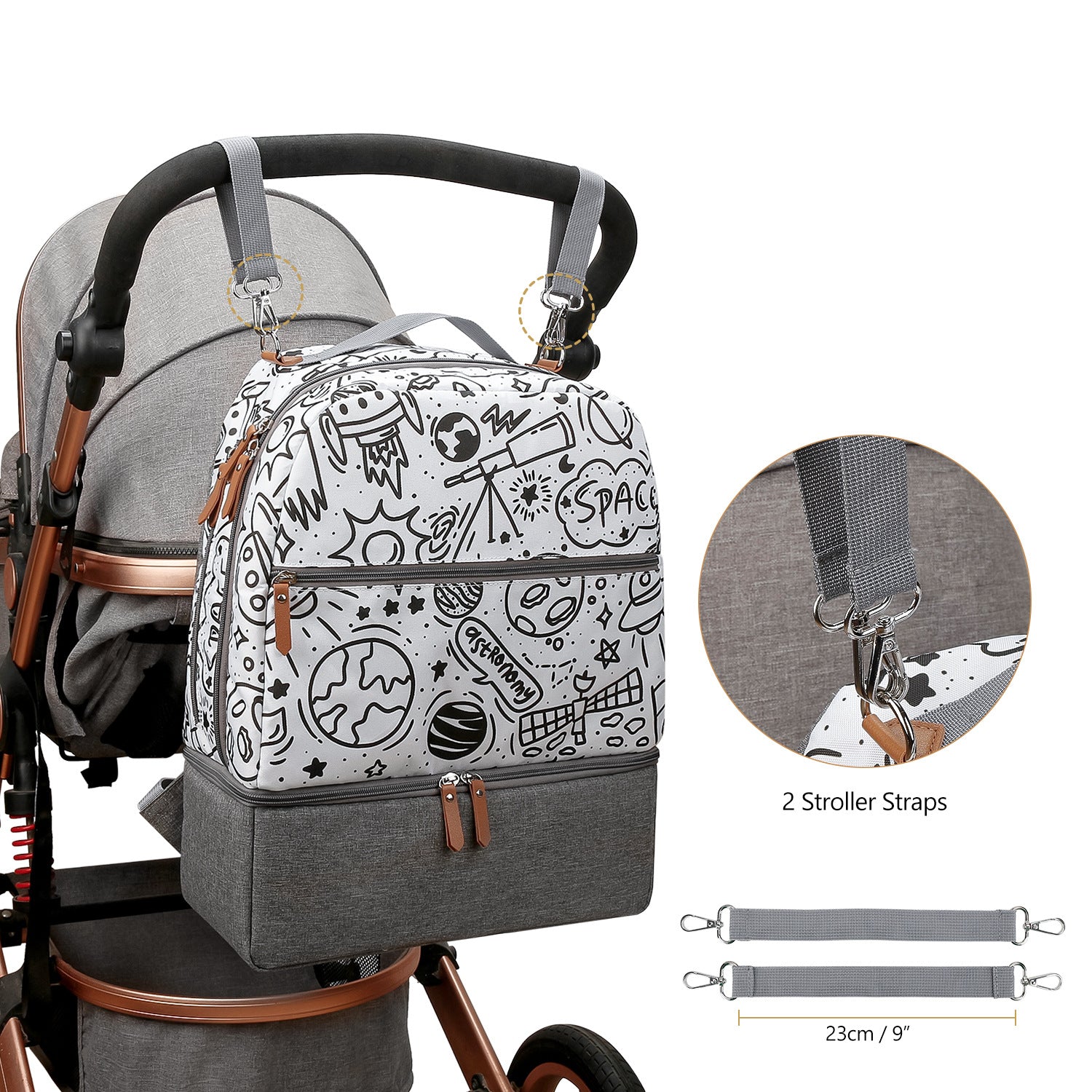 Diaper Bag Backpack - Breast Pump Bag, Removable Cooler Compartment, Double Layer