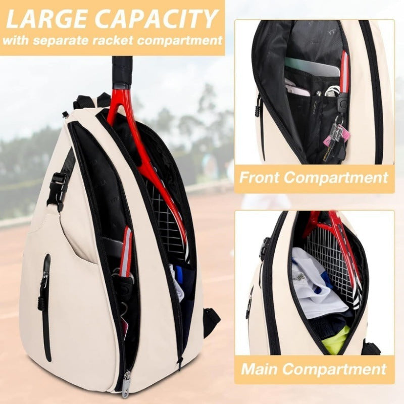 Tennis Bag, Tennis Sling Backpack Crossbody Water Resistant for Men Women, Compatible for Pickleball Badminton Rackets