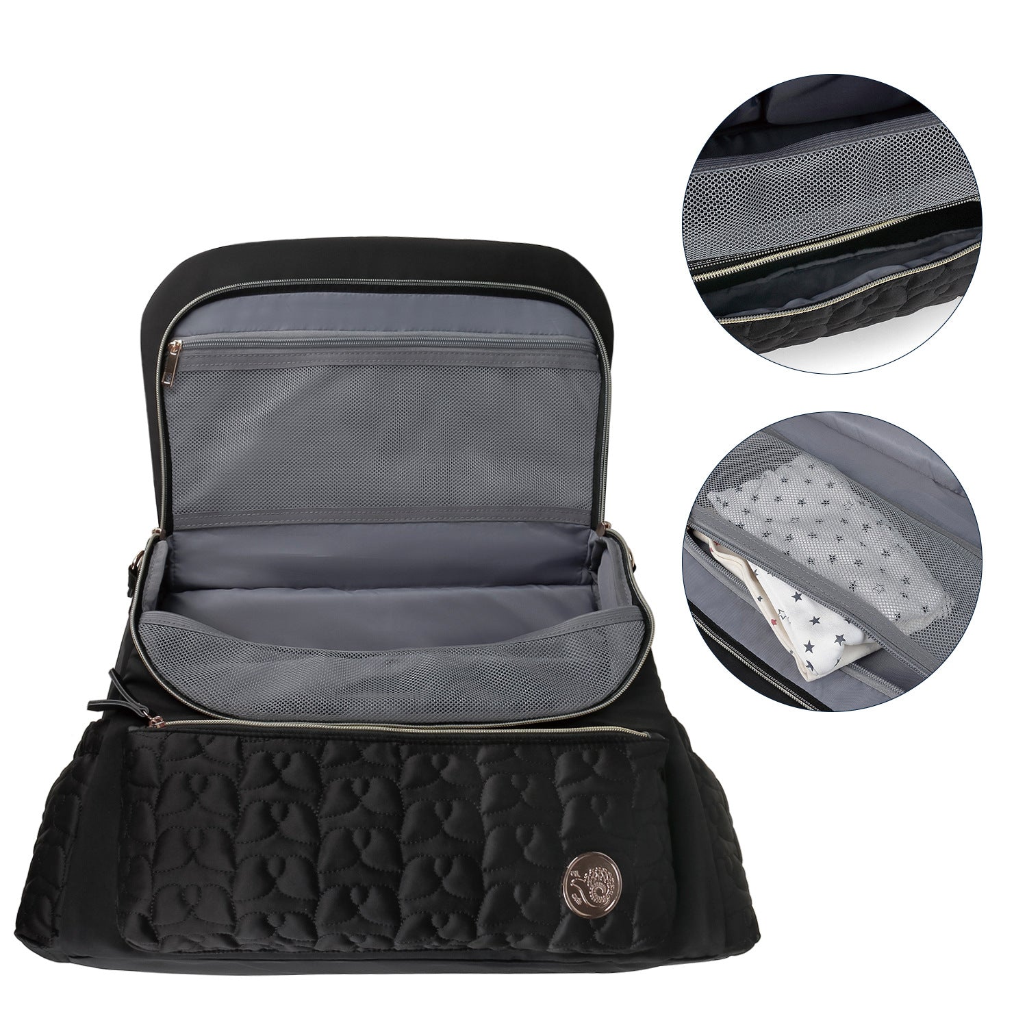 Diaper Bag Backpack - Quilted Travel Diaper Bags for Baby Girl & Boy, Convertible Messenger Baby Changing Bag, Insulated Pockets, Large Capacity, Waterproof and Stylish