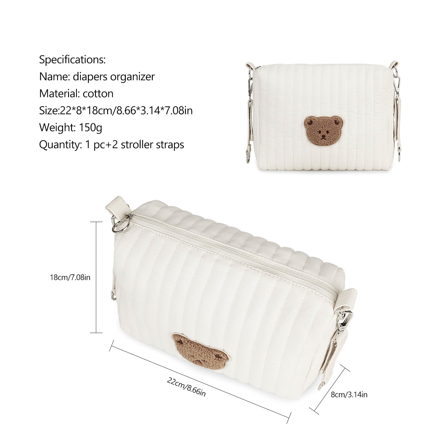 Baby Diaper Bag Organizer Pouches - Diaper Organizer Set, Cute Bear Bag Gift for Baby Shower