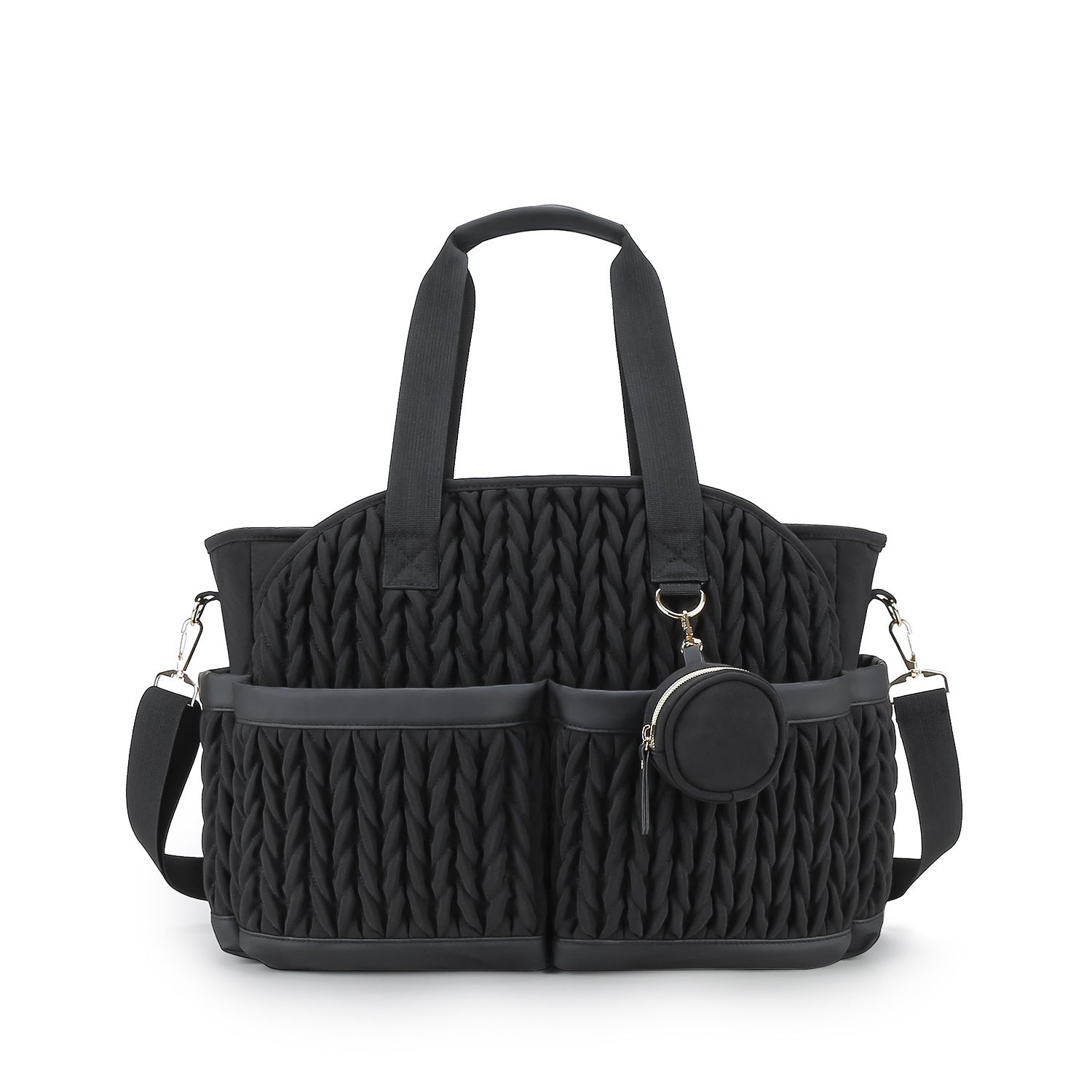 Diaper Tote Quilted Mommy Bag Function Maternity Baby Bag Diaper Changing Messenger with Shoulder Strap Wet Pocket