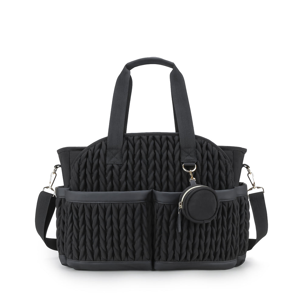 Diaper Tote Quilted Mommy Bag Function Maternity Baby Bag Diaper Changing Messenger with Shoulder Strap Wet Pocket