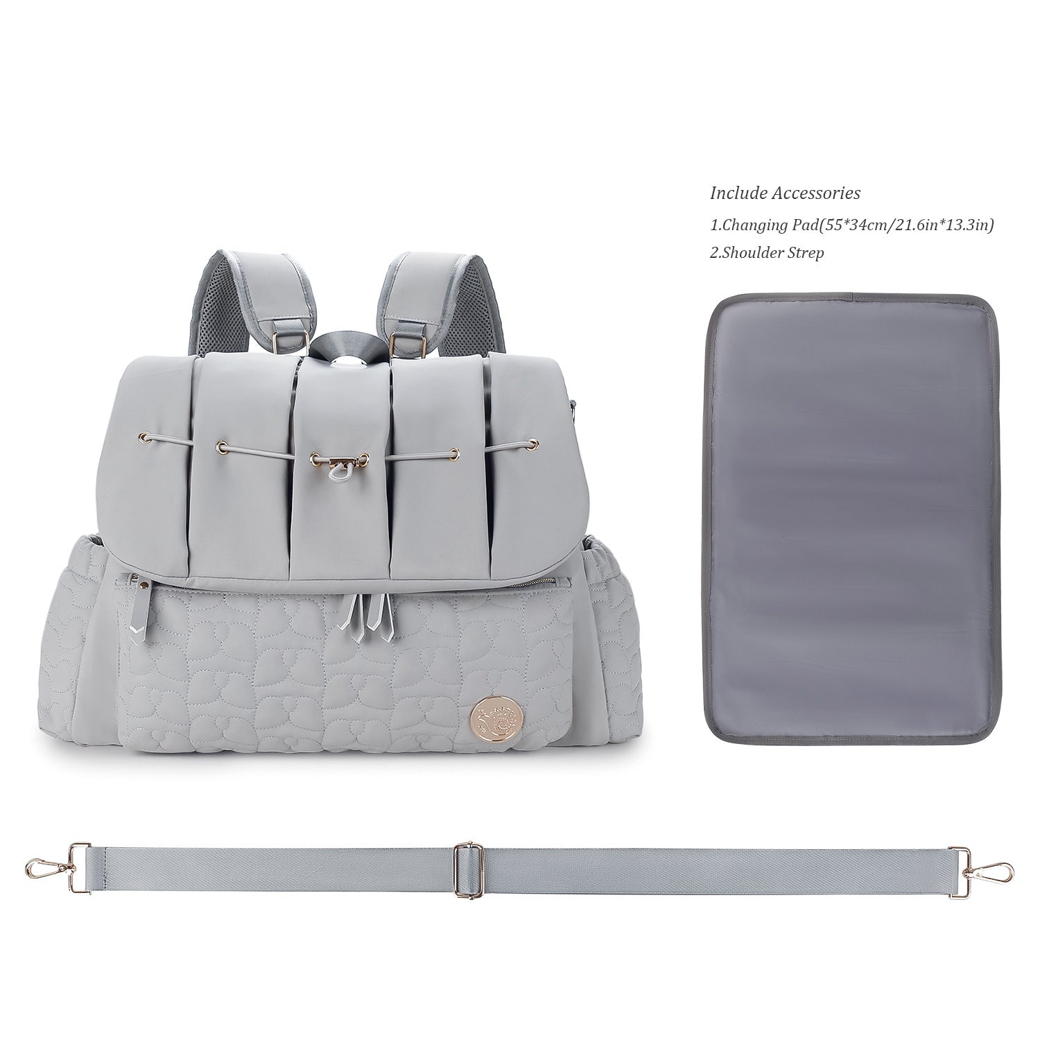 Diaper Bag Backpack - Quilted Travel Diaper Bags for Baby Girl & Boy, Convertible Messenger Baby Changing Bag, Insulated Pockets, Large Capacity, Waterproof and Stylish