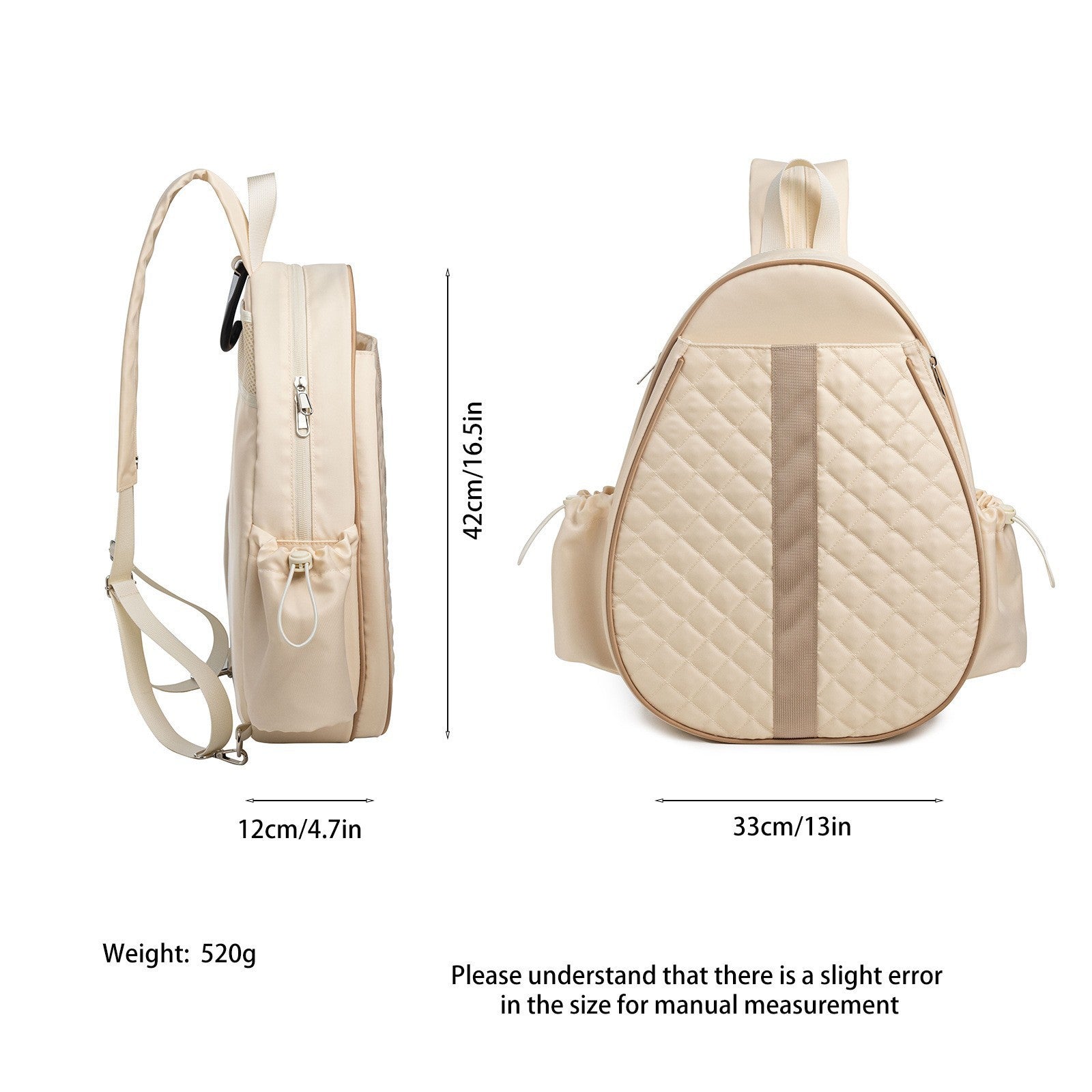 Tennis Bag, Quilted Tennis Sling Crossbody Backpack, Water Resistant Tennis Racket Bags for Women Men, Suitable for Pickleball Tennis Badminton