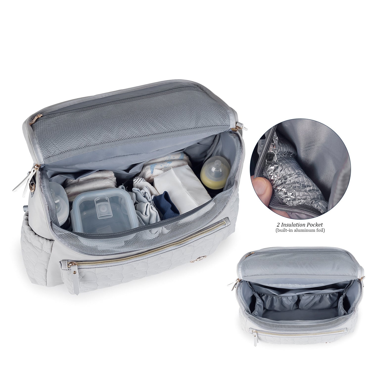 Diaper Bag Backpack - Quilted Travel Diaper Bags for Baby Girl & Boy, Convertible Messenger Baby Changing Bag, Insulated Pockets, Large Capacity, Waterproof and Stylish