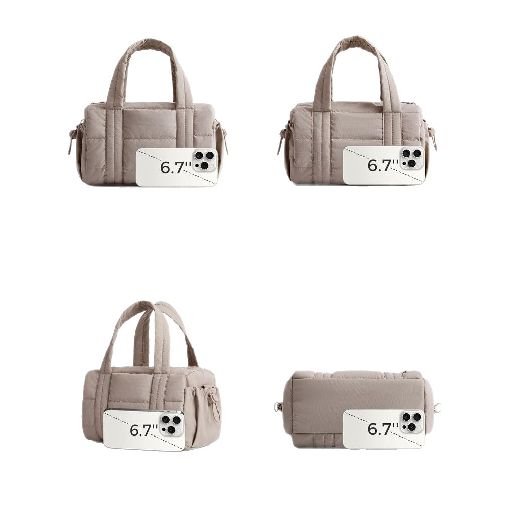 Quilted Tote Bag Small Puffer Crossbody Bag for Women Lightweight Nylon Puffy Shoulder Handbag with Adjustable Strap