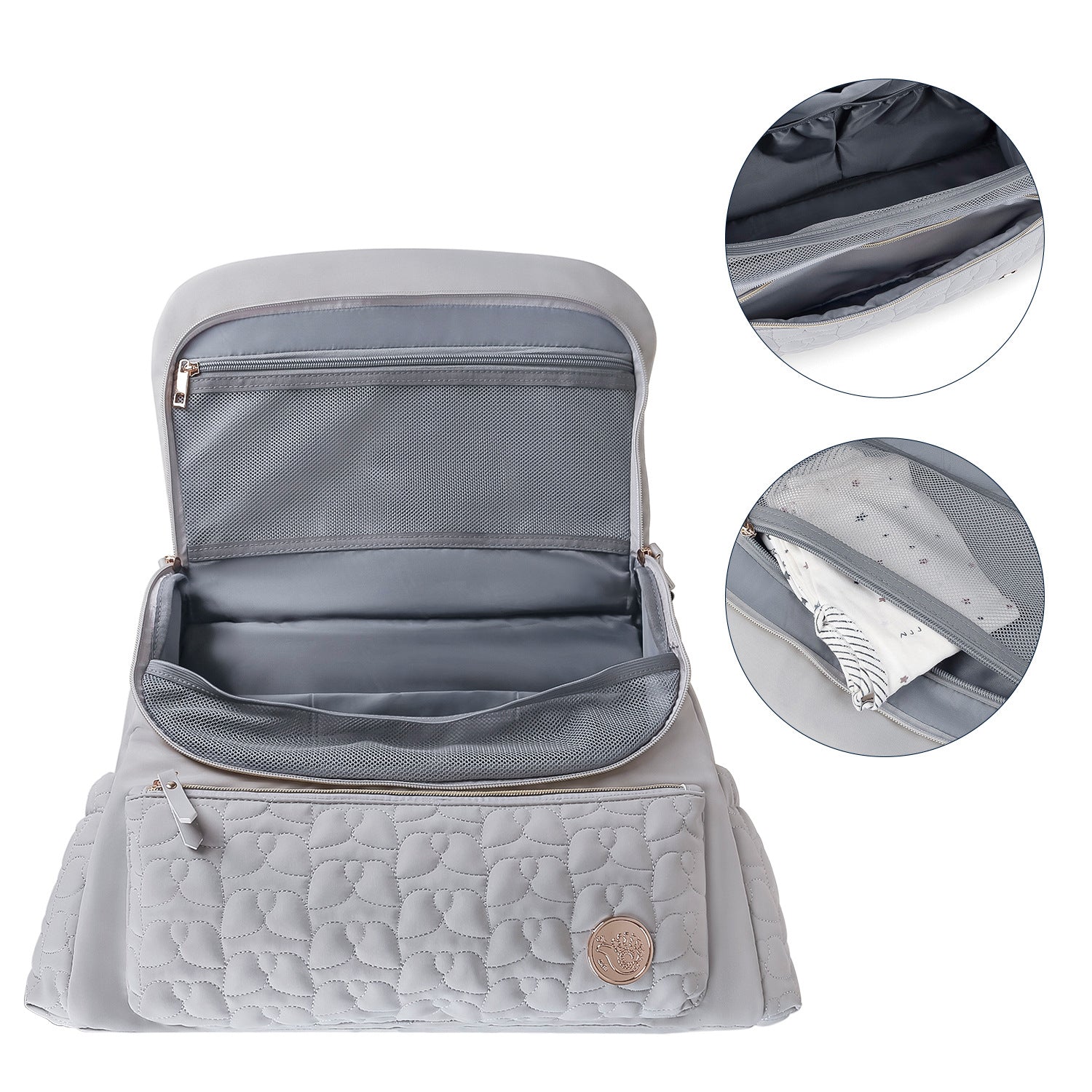 Diaper Bag Backpack - Quilted Travel Diaper Bags for Baby Girl & Boy, Convertible Messenger Baby Changing Bag, Insulated Pockets, Large Capacity, Waterproof and Stylish