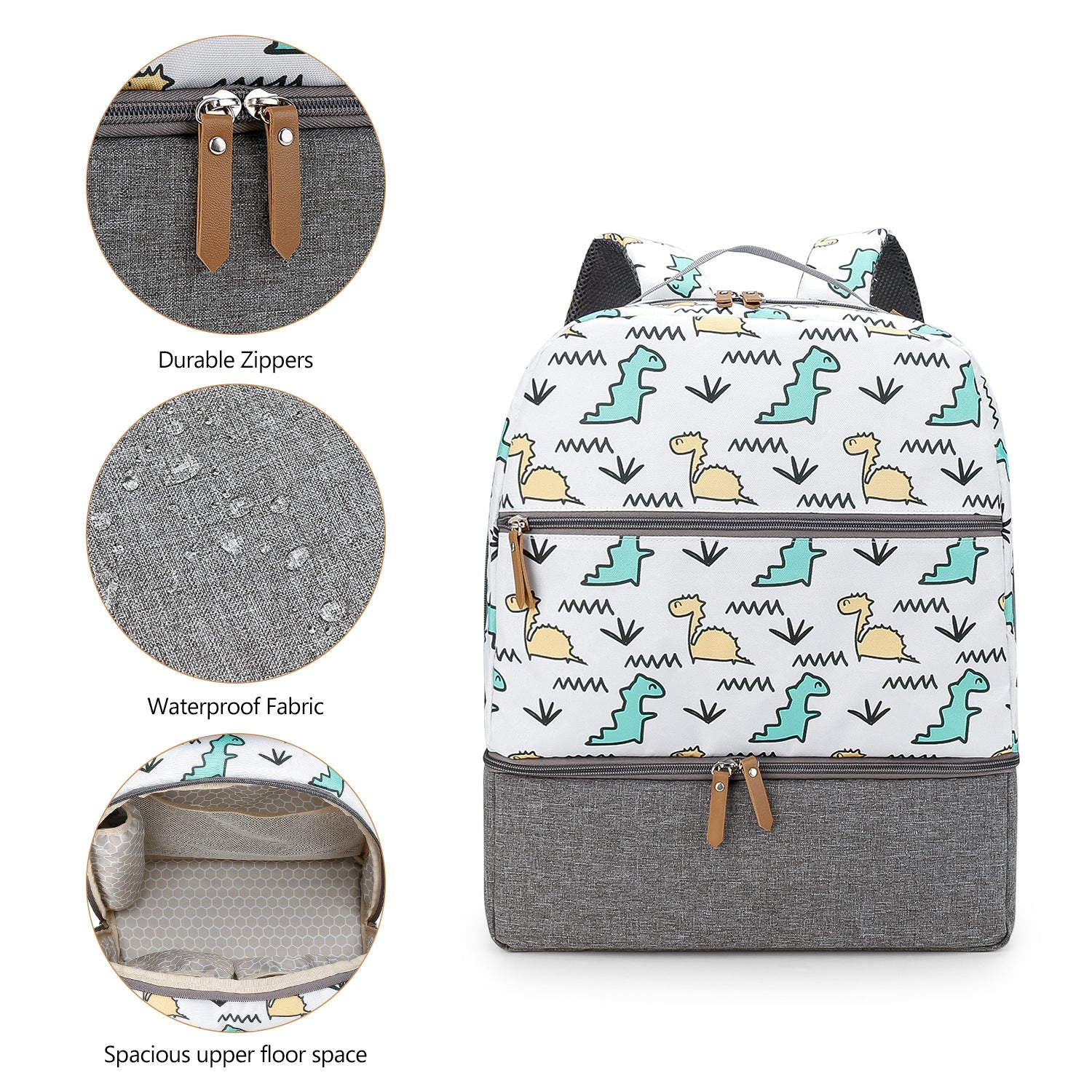 Diaper Bag Backpack - Breast Pump Bag, Removable Cooler Compartment, Double Layer