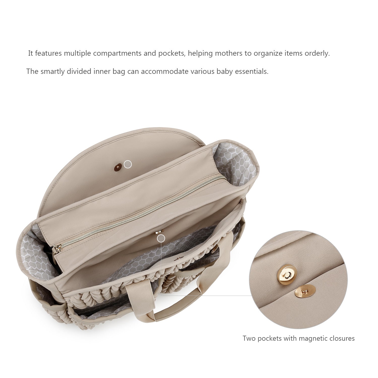Diaper Tote Quilted Mommy Bag Function Maternity Baby Bag Diaper Changing Messenger with Shoulder Strap Wet Pocket