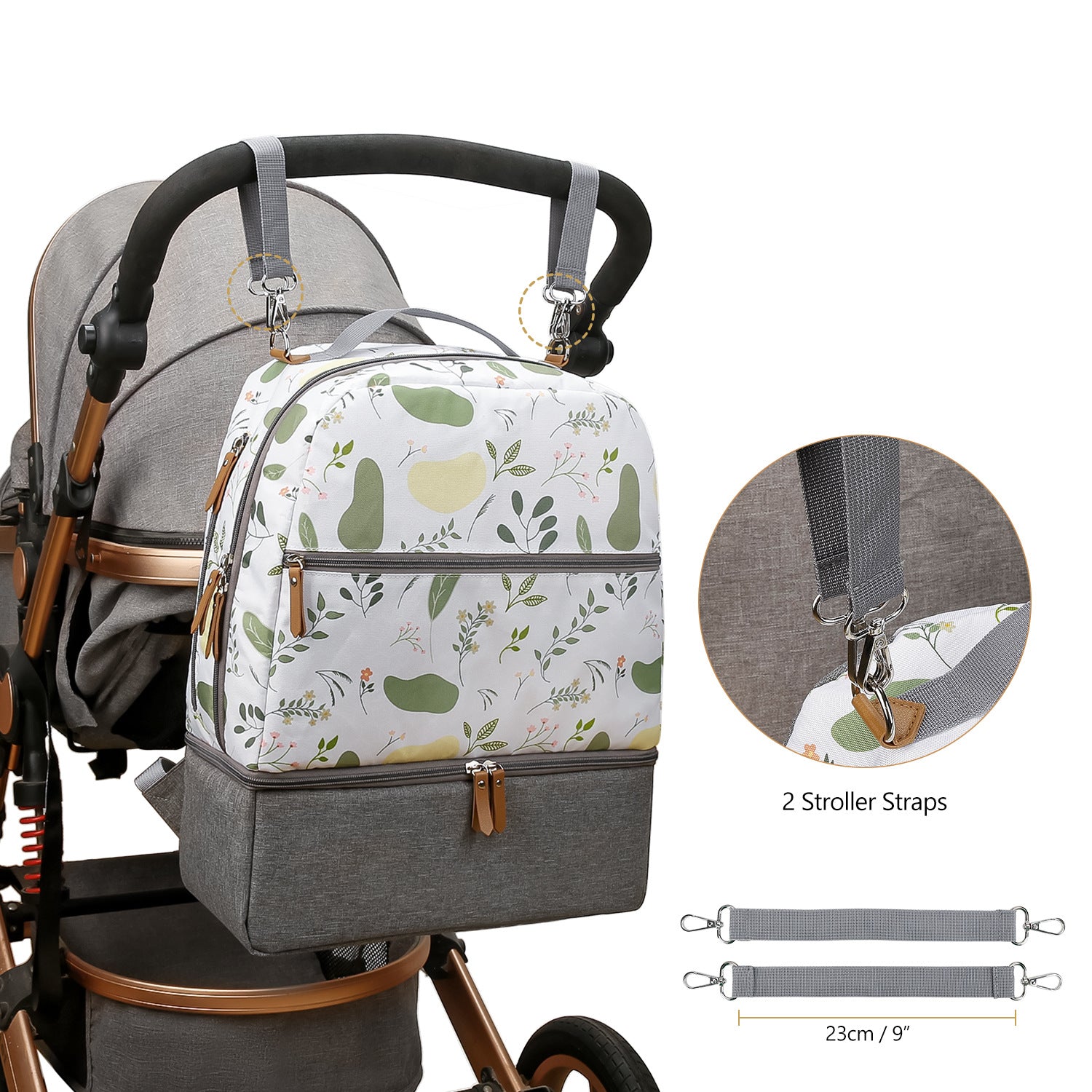 Diaper Bag Backpack - Breast Pump Bag, Removable Cooler Compartment, Double Layer