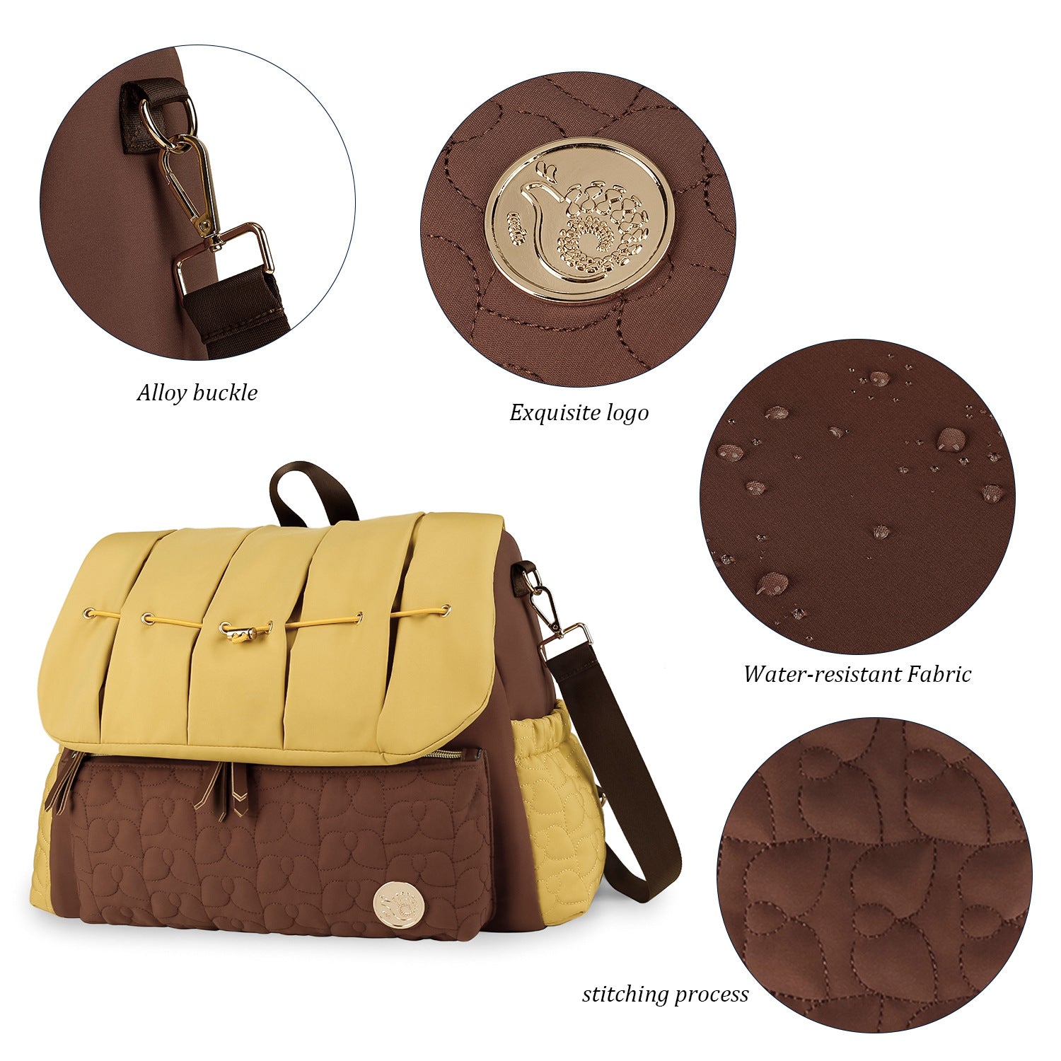 Diaper Bag Backpack - Quilted Travel Diaper Bags for Baby Girl & Boy, Convertible Messenger Baby Changing Bag, Insulated Pockets, Large Capacity, Waterproof and Stylish