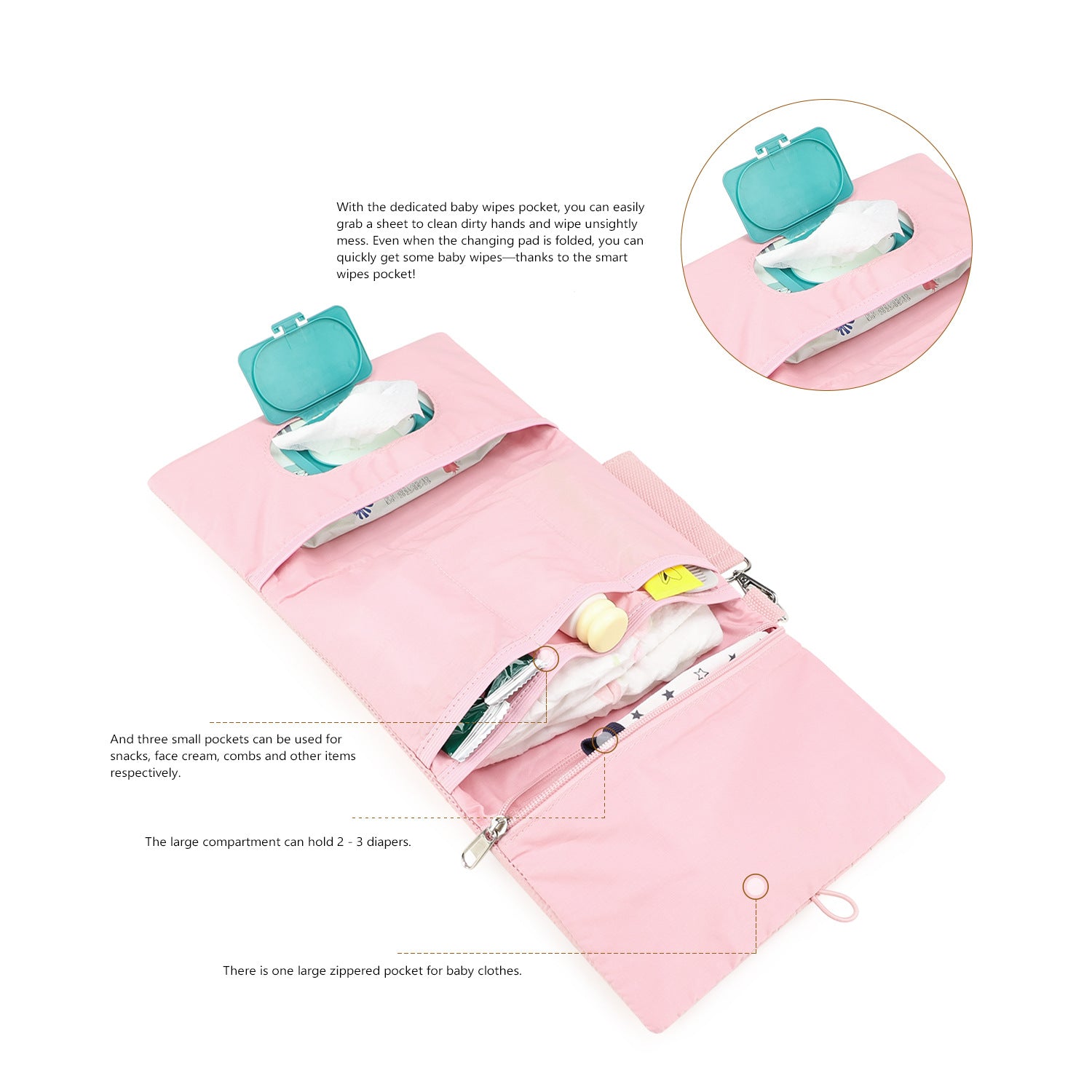 Baby Diaper Bag Organizer Pouches - Waterproof Pod Foldable Diaper Organizer Set, Cute Bear Bag Gift for Baby Shower