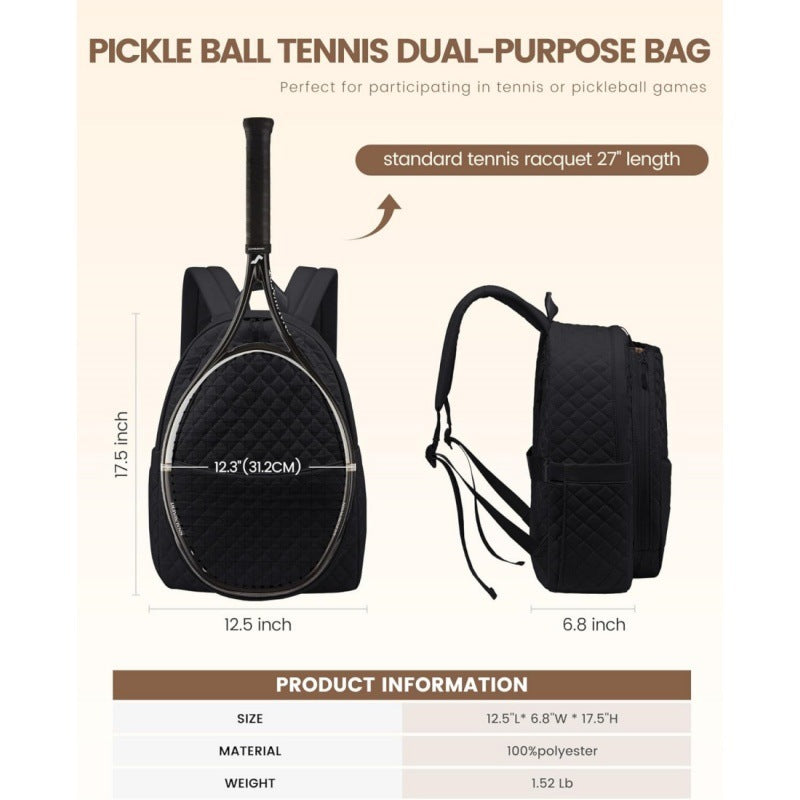 Tennis Bags for Women, Quilted Tennis Racket Bag Backpack for Tennis Racquet, Pickleball, Badminton