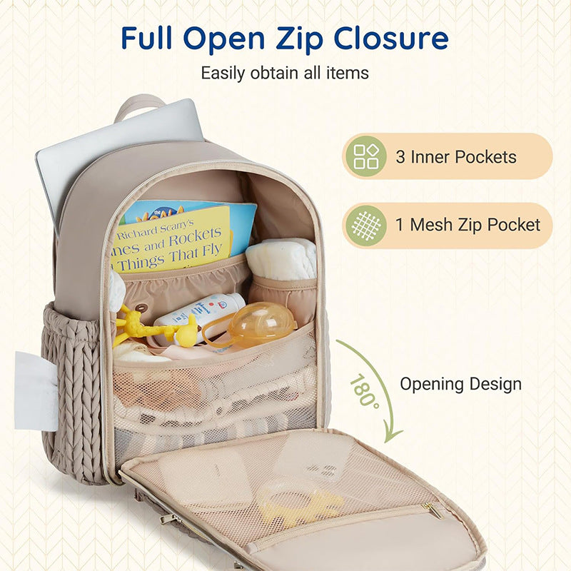 Diaper Bag Small Diaper Backpack Stylish Baby Travel Backpacks with Insulated Pockets, Changing Pad, Stroller Straps