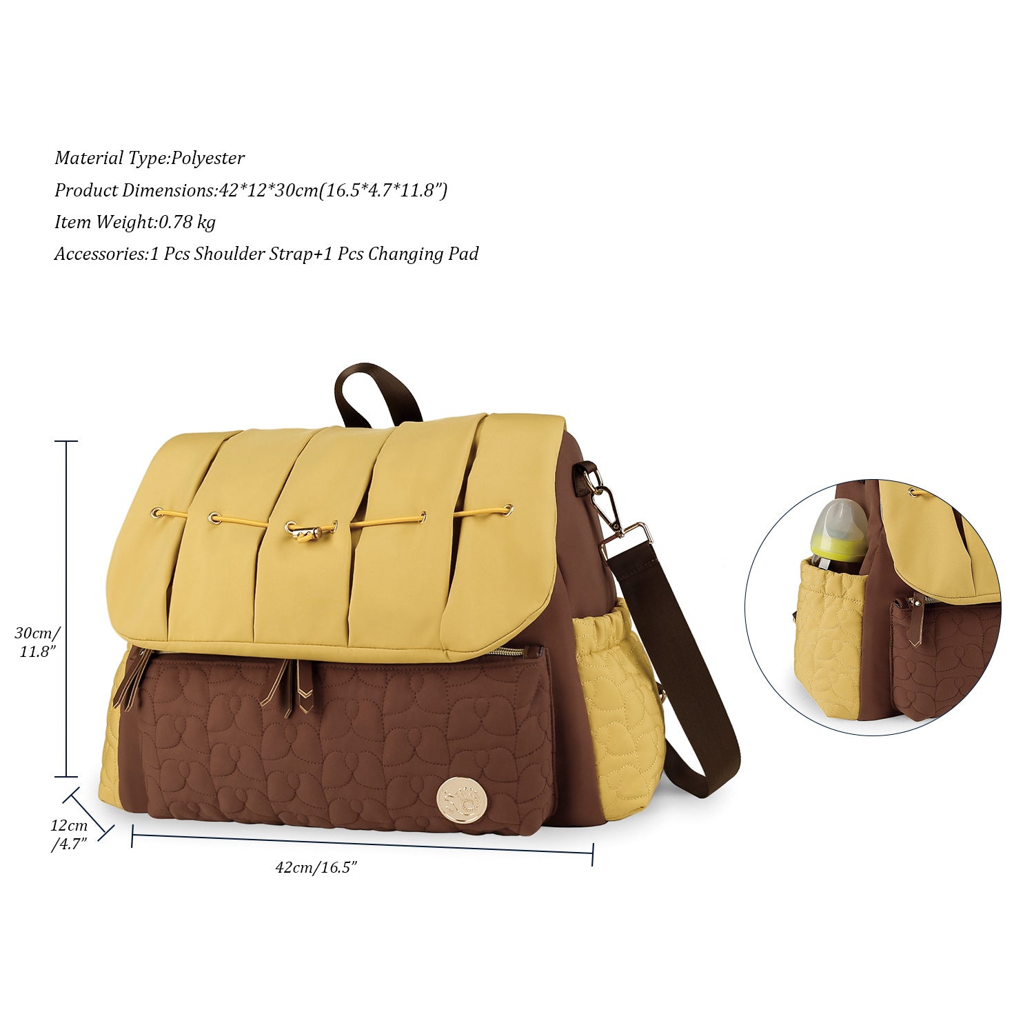 Diaper Bag Backpack - Quilted Travel Diaper Bags for Baby Girl & Boy, Convertible Messenger Baby Changing Bag, Insulated Pockets, Large Capacity, Waterproof and Stylish